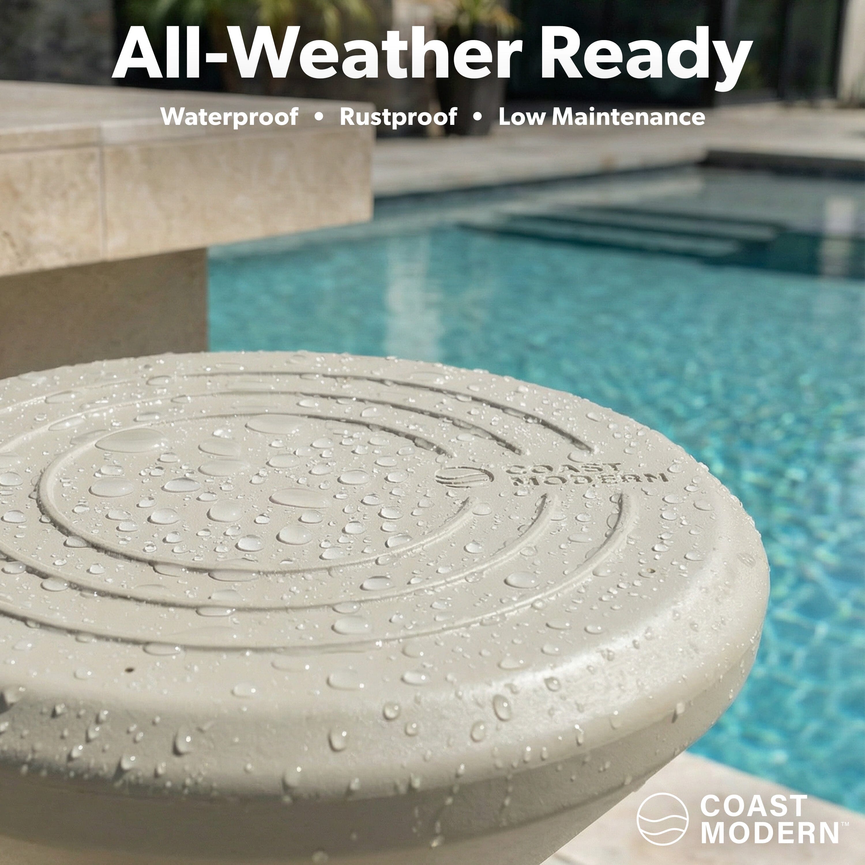 Coast Modern In Pool Bar Stool for Underwater Seating, At Home Swim Up Bars, and Patio Decks - 30" Weighted, Waterproof Outdoor Chair - Gray GoSports