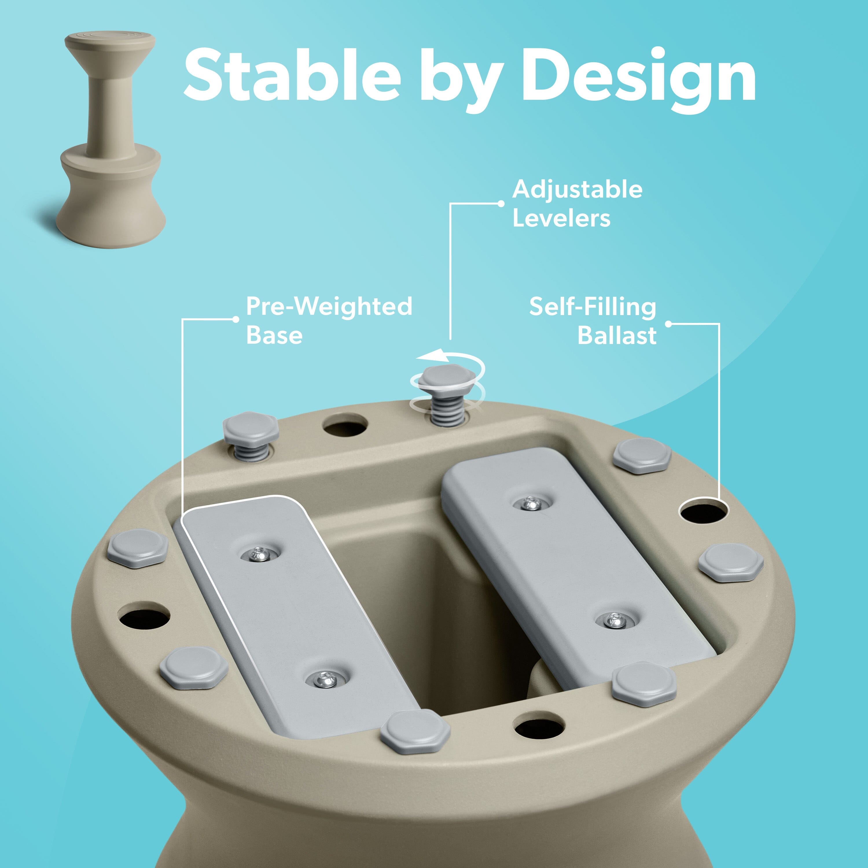 Coast Modern In Pool Bar Stool for Underwater Seating, At Home Swim Up Bars, and Patio Decks - 30" Weighted, Waterproof Outdoor Chair - Gray GoSports