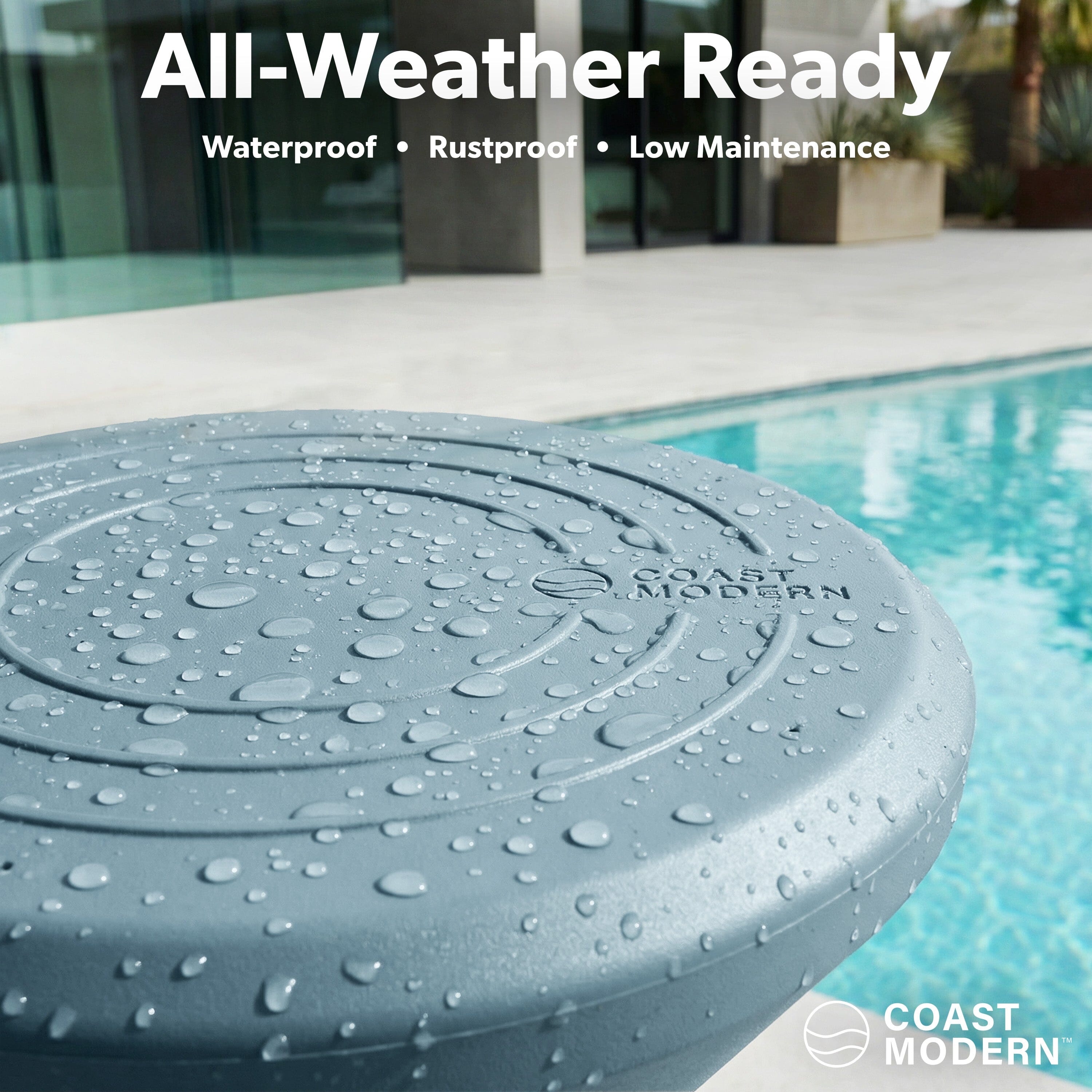 Coast Modern In Pool Bar Stool for Underwater Seating, At Home Swim Up Bars, and Patio Decks - 30" Weighted, Waterproof Outdoor Chair - Gray GoSports