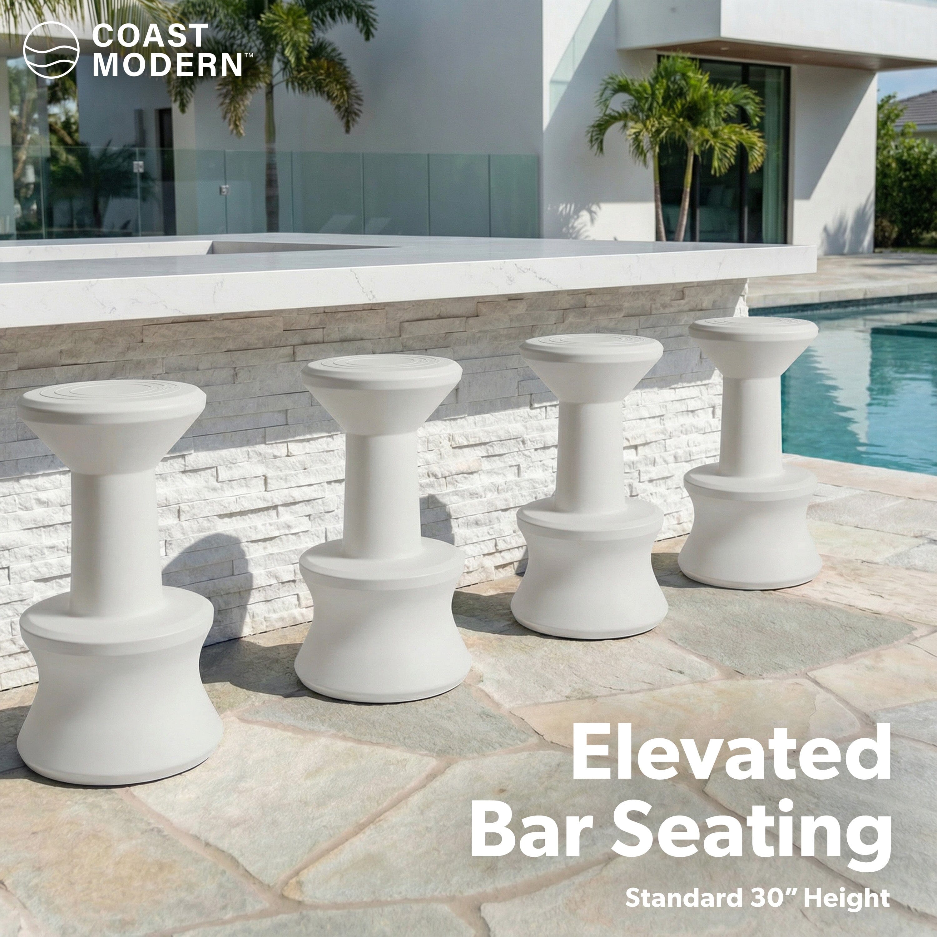 Coast Modern In Pool Bar Stool for Underwater Seating, At Home Swim Up Bars, and Patio Decks - 30" Weighted, Waterproof Outdoor Chair - Gray GoSports