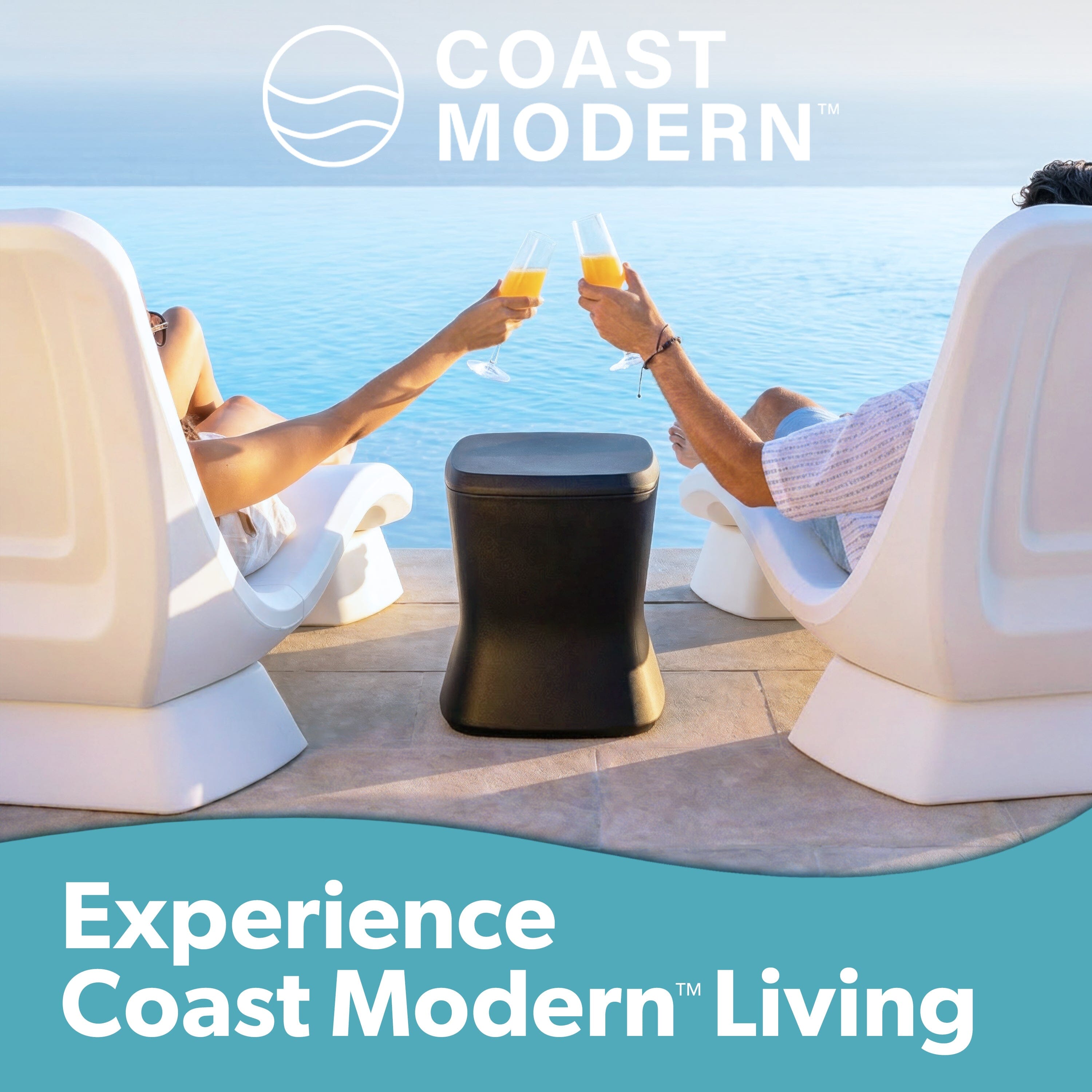 Coast Modern Outdoor Side Table Cooler - 2 in 1 Patio Decor Storage Table & Ice Chest Playgosports.com