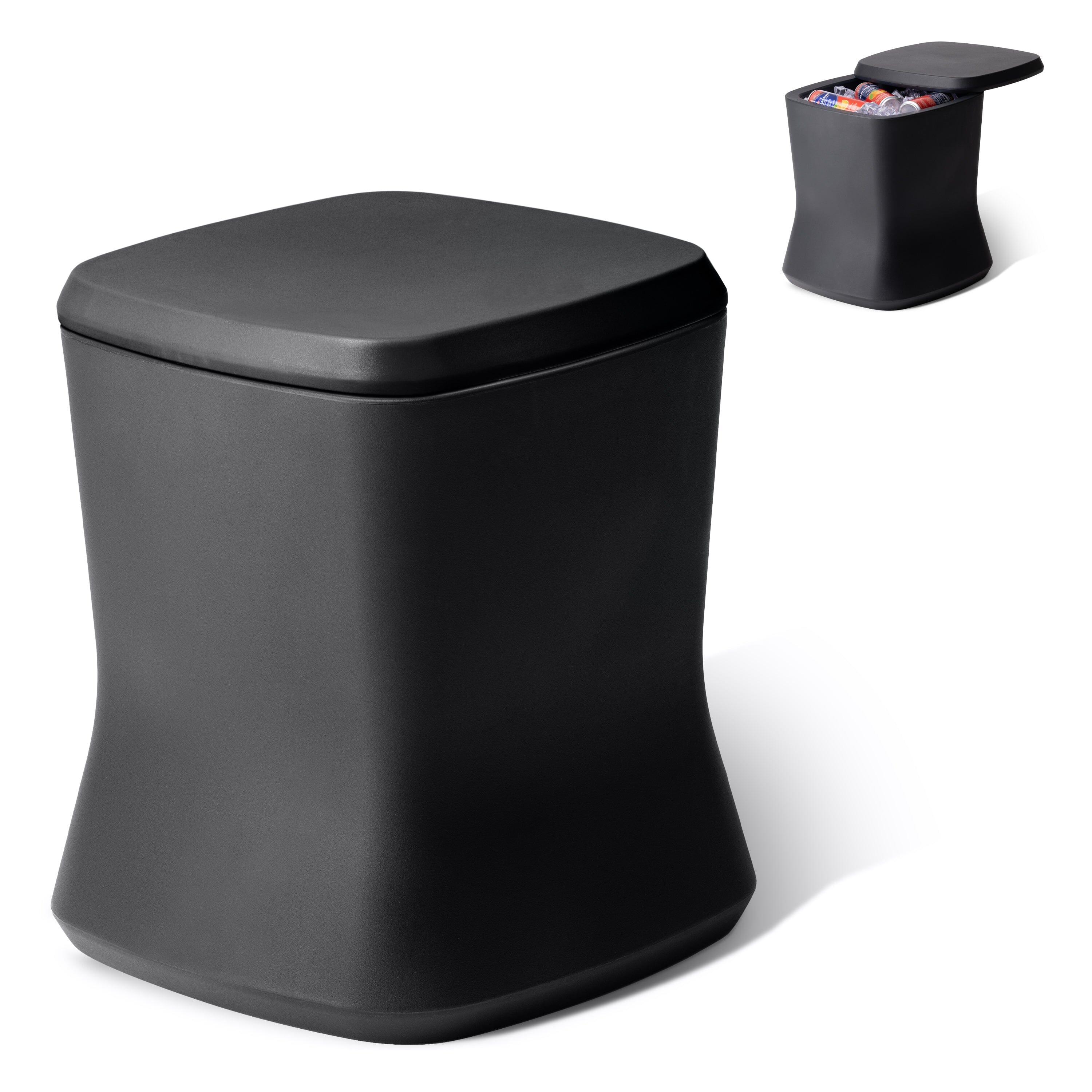 Coast Modern Outdoor Side Table Cooler - 2 in 1 Patio Decor Storage Table & Ice Chest Playgosports.com Black