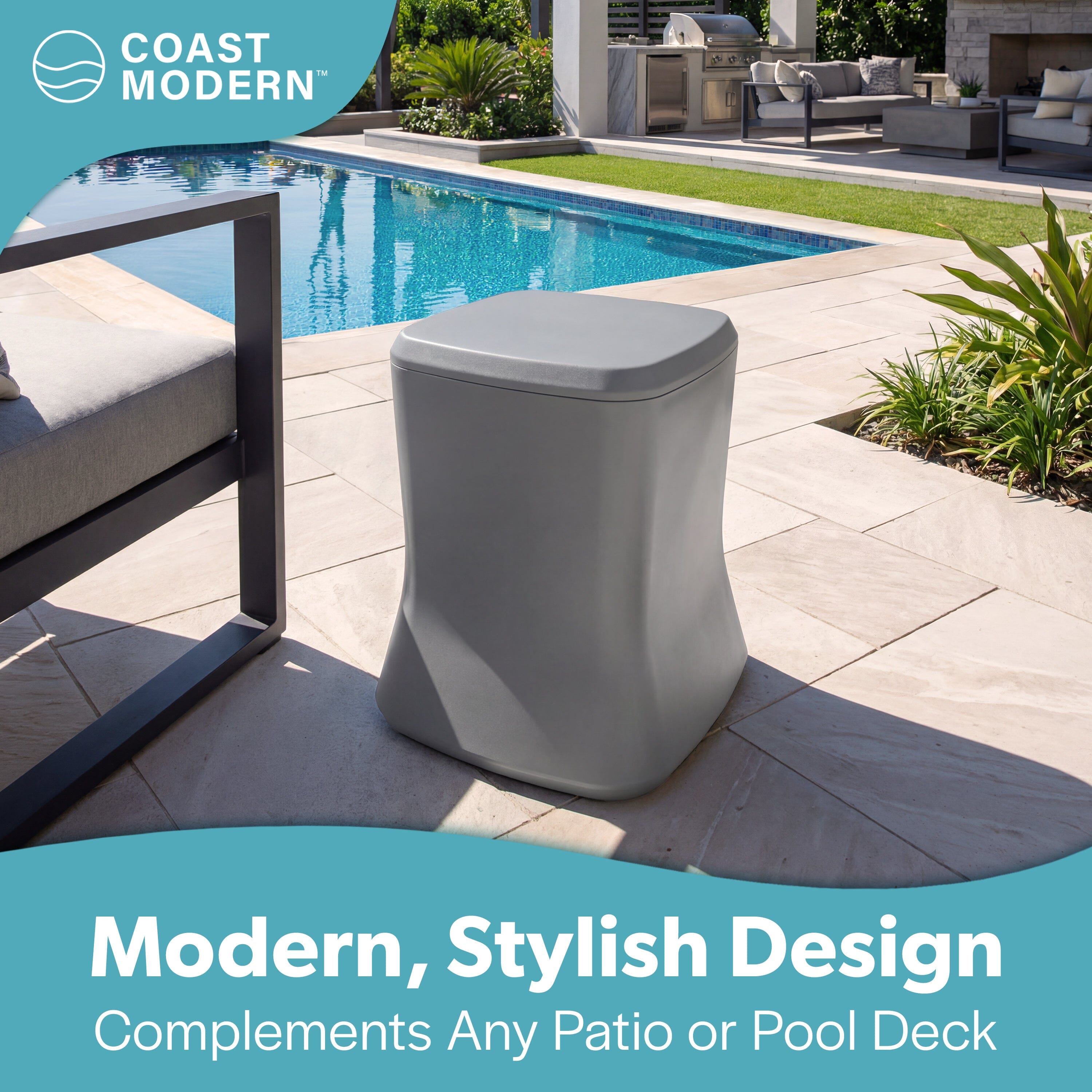 Coast Modern Outdoor Side Table Cooler - 2 in 1 Patio Decor Storage Table & Ice Chest Playgosports.com
