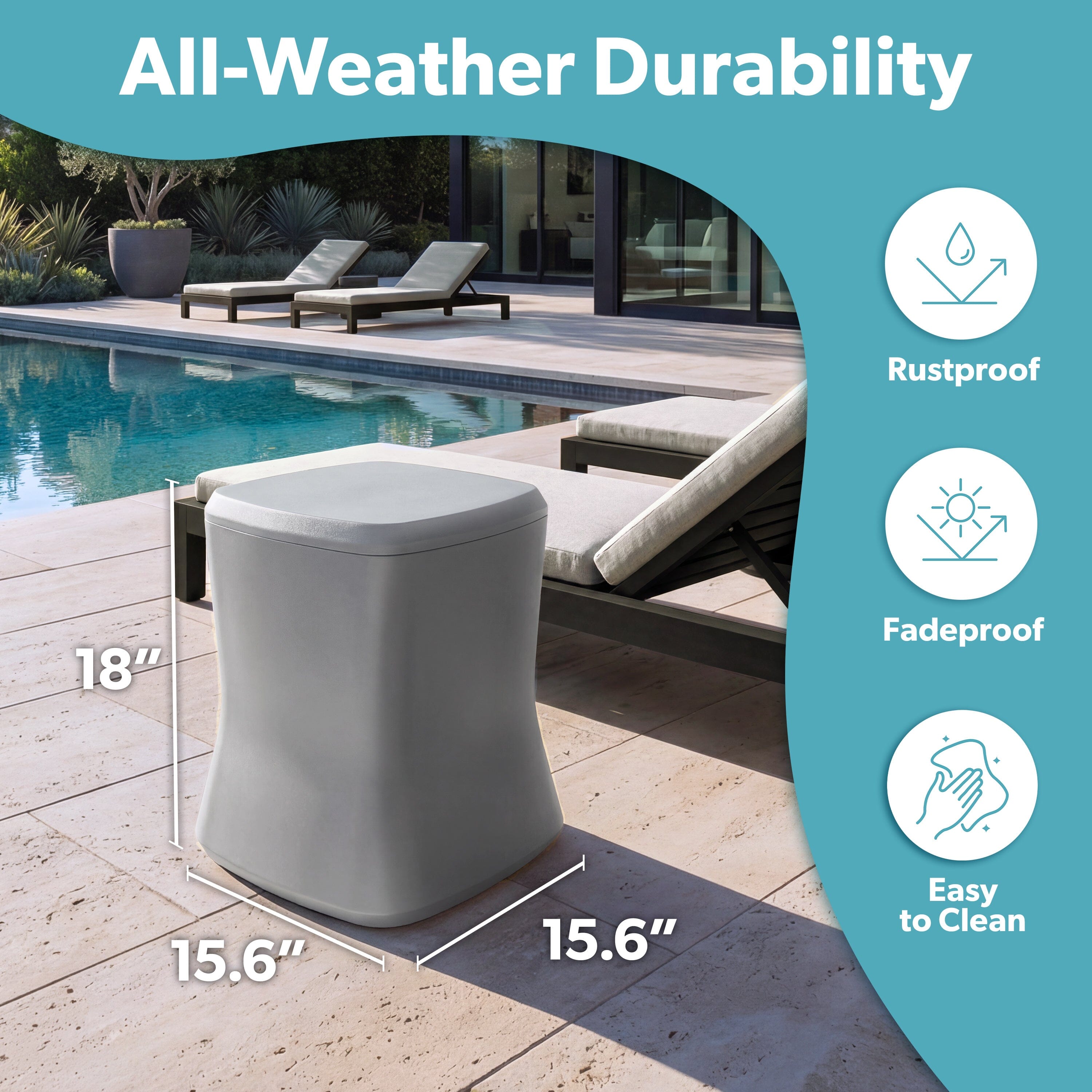 Coast Modern Outdoor Side Table Cooler - 2 in 1 Patio Decor Storage Table & Ice Chest Playgosports.com
