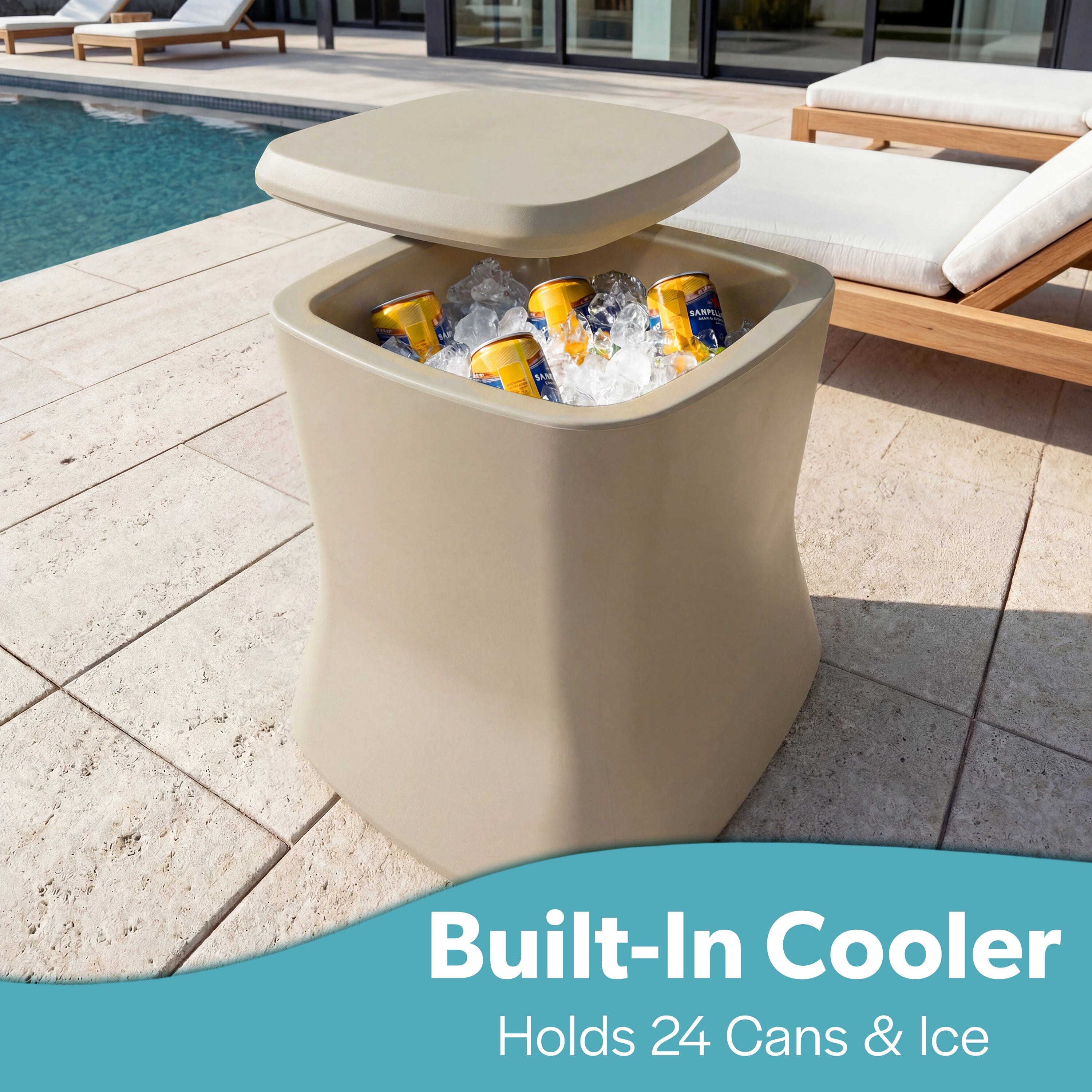 Coast Modern Outdoor Side Table Cooler - 2 in 1 Patio Decor Storage Table & Ice Chest Playgosports.com