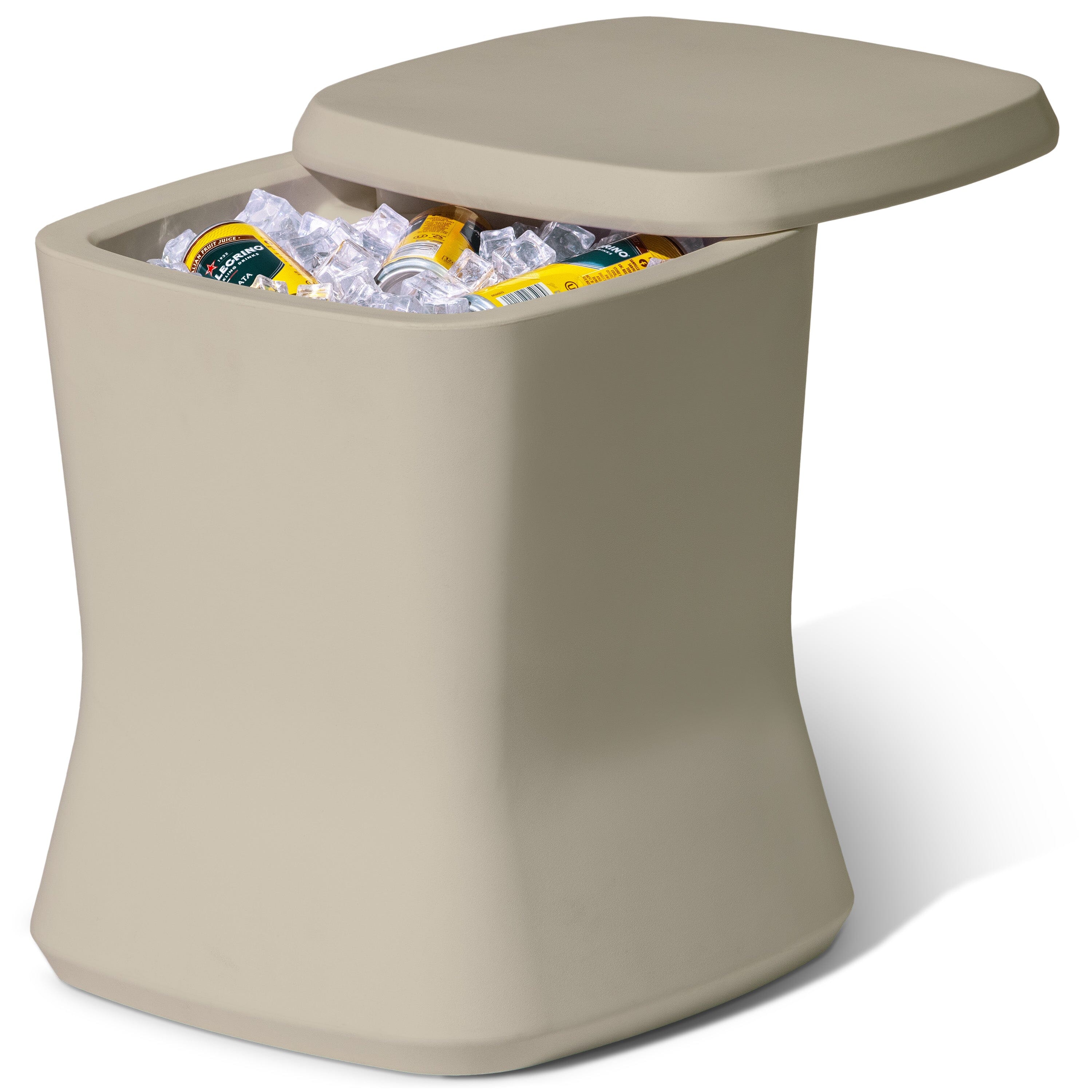 Coast Modern Outdoor Side Table Cooler - 2 in 1 Patio Decor Storage Table & Ice Chest - 25 QT - Sand Playgosports.com