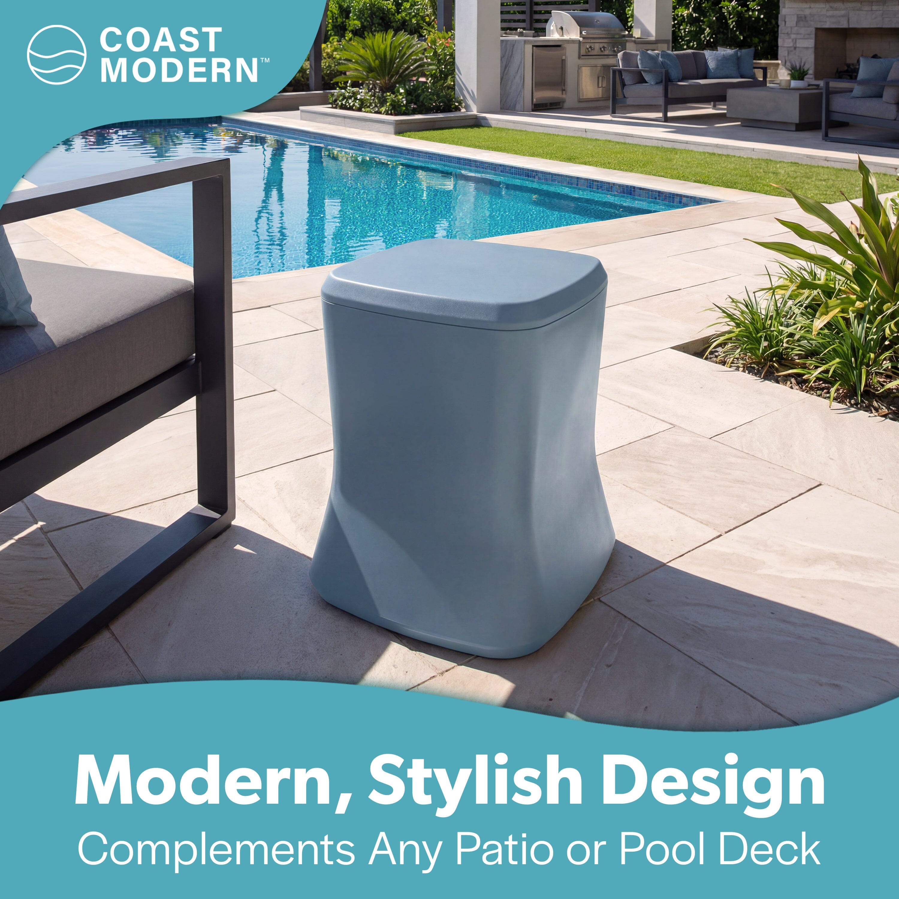 Coast Modern Outdoor Side Table Cooler - 2 in 1 Patio Decor Storage Table & Ice Chest Playgosports.com