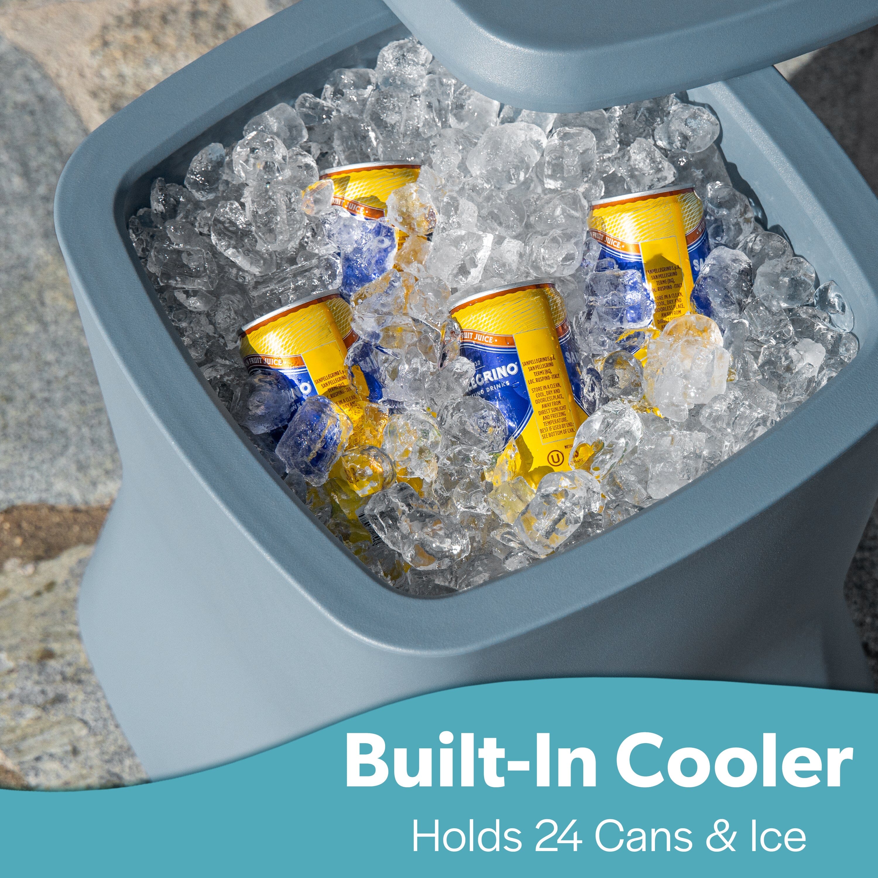 Coast Modern Outdoor Side Table Cooler - 2 in 1 Patio Decor Storage Table & Ice Chest - 25 QT - Stone Blue Playgosports.com