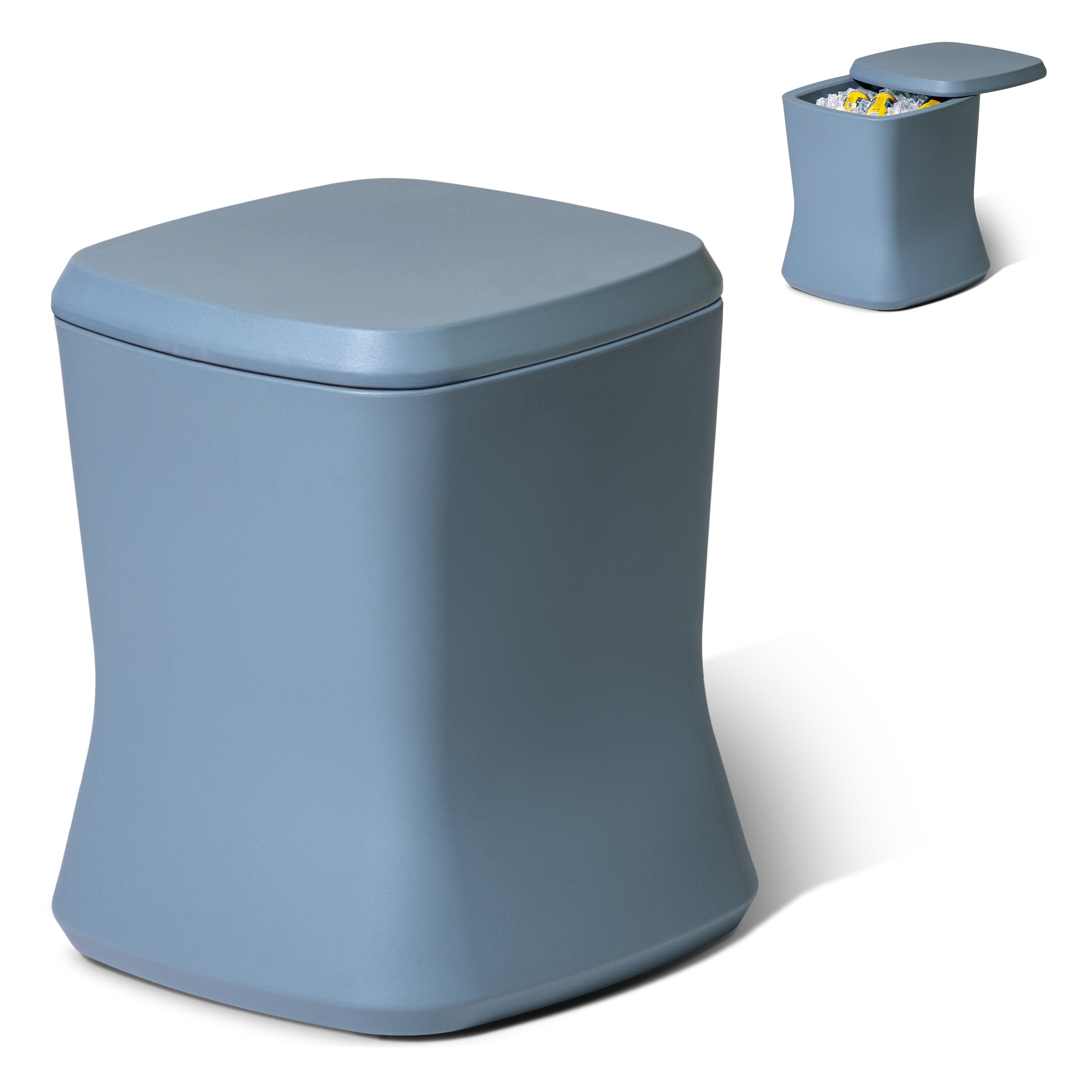 Coast Modern Outdoor Side Table Cooler - 2 in 1 Patio Decor Storage Table & Ice Chest Playgosports.com Stone Blue