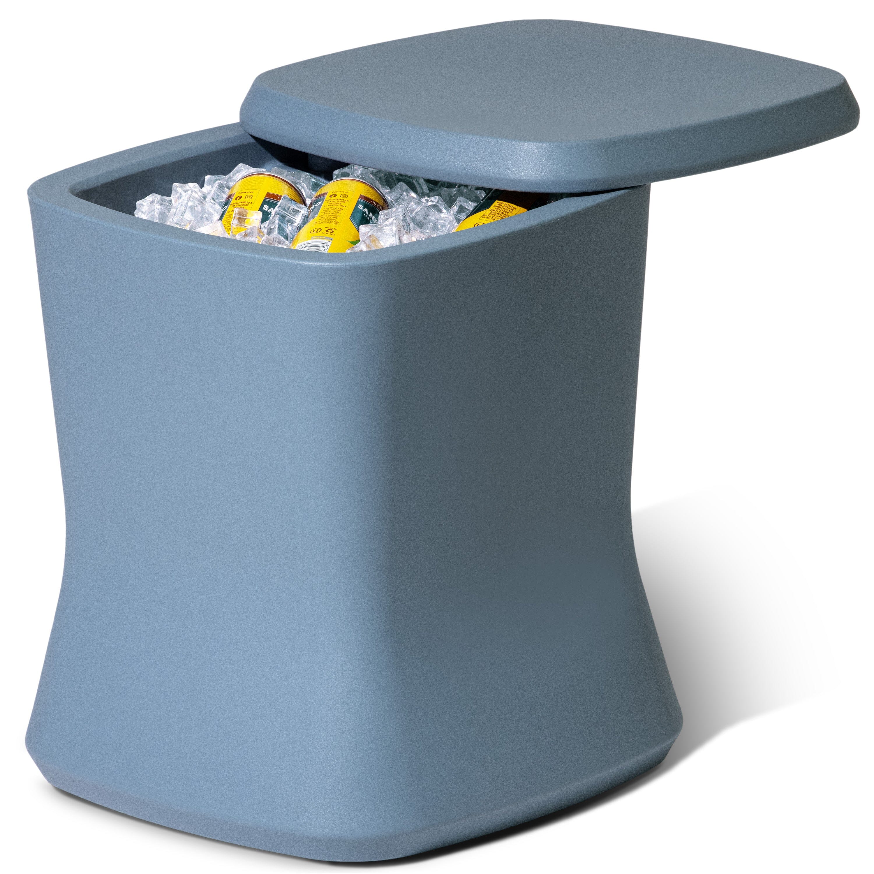 Coast Modern Outdoor Side Table Cooler - 2 in 1 Patio Decor Storage Table & Ice Chest - 25 QT - Stone Blue Playgosports.com