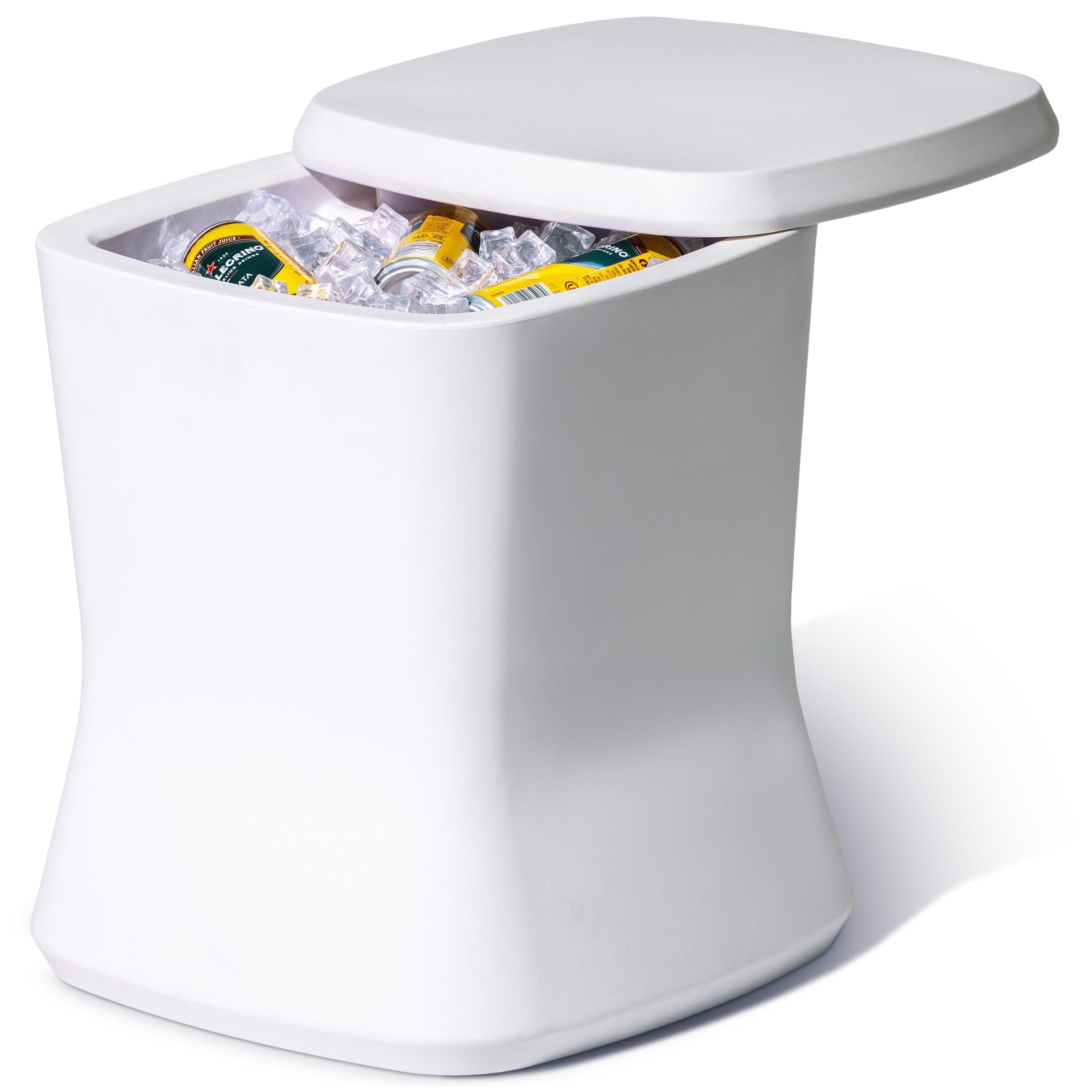 Coast Modern Outdoor Side Table Cooler - 2 in 1 Patio Decor Storage Table & Ice Chest - 25 QT - White Playgosports.com