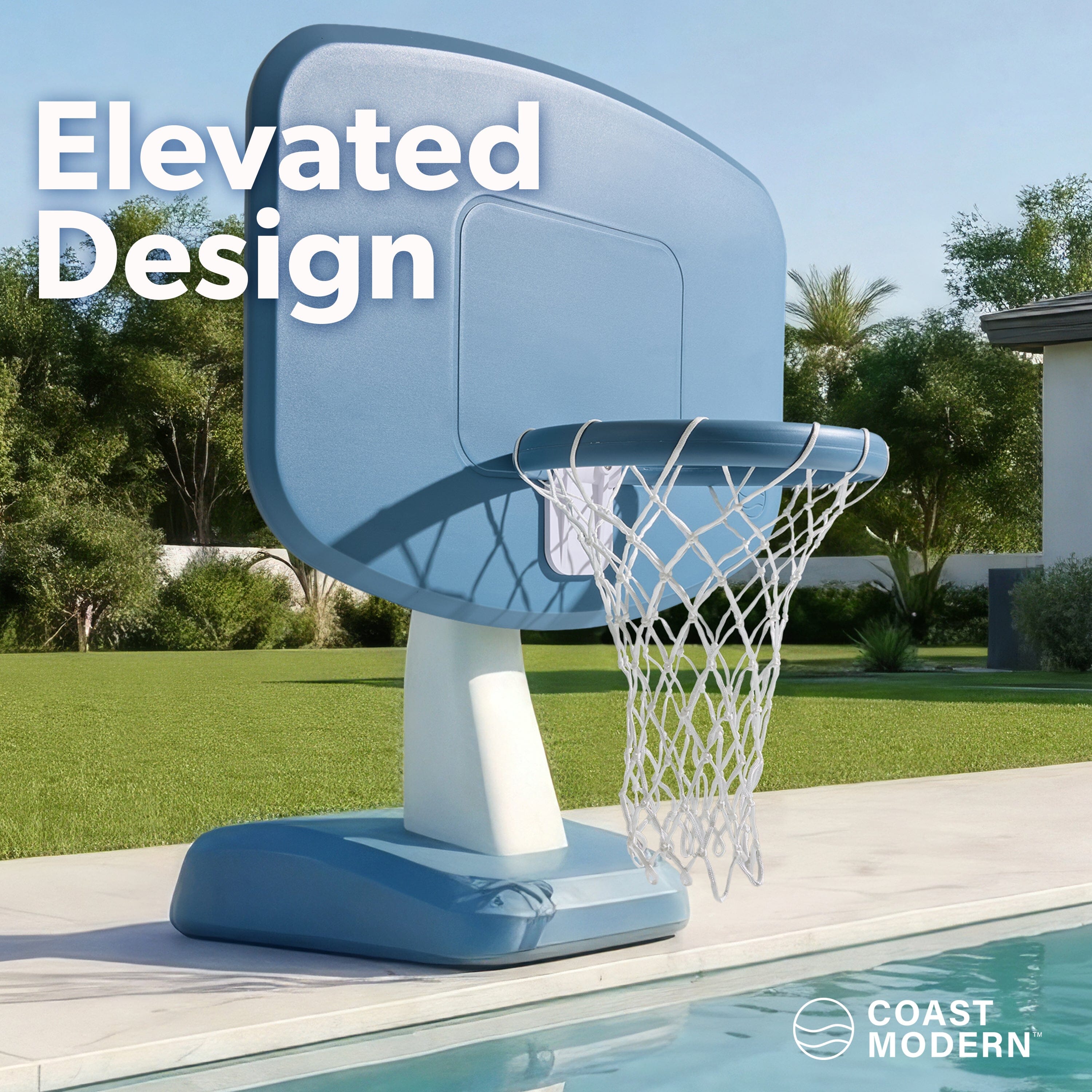 Coast Modern Poolside Basketball Hoop - Premium Outdoor Pool Basketball Hoop with 2 Water Basketballs and Ball Pump Playgosports.com