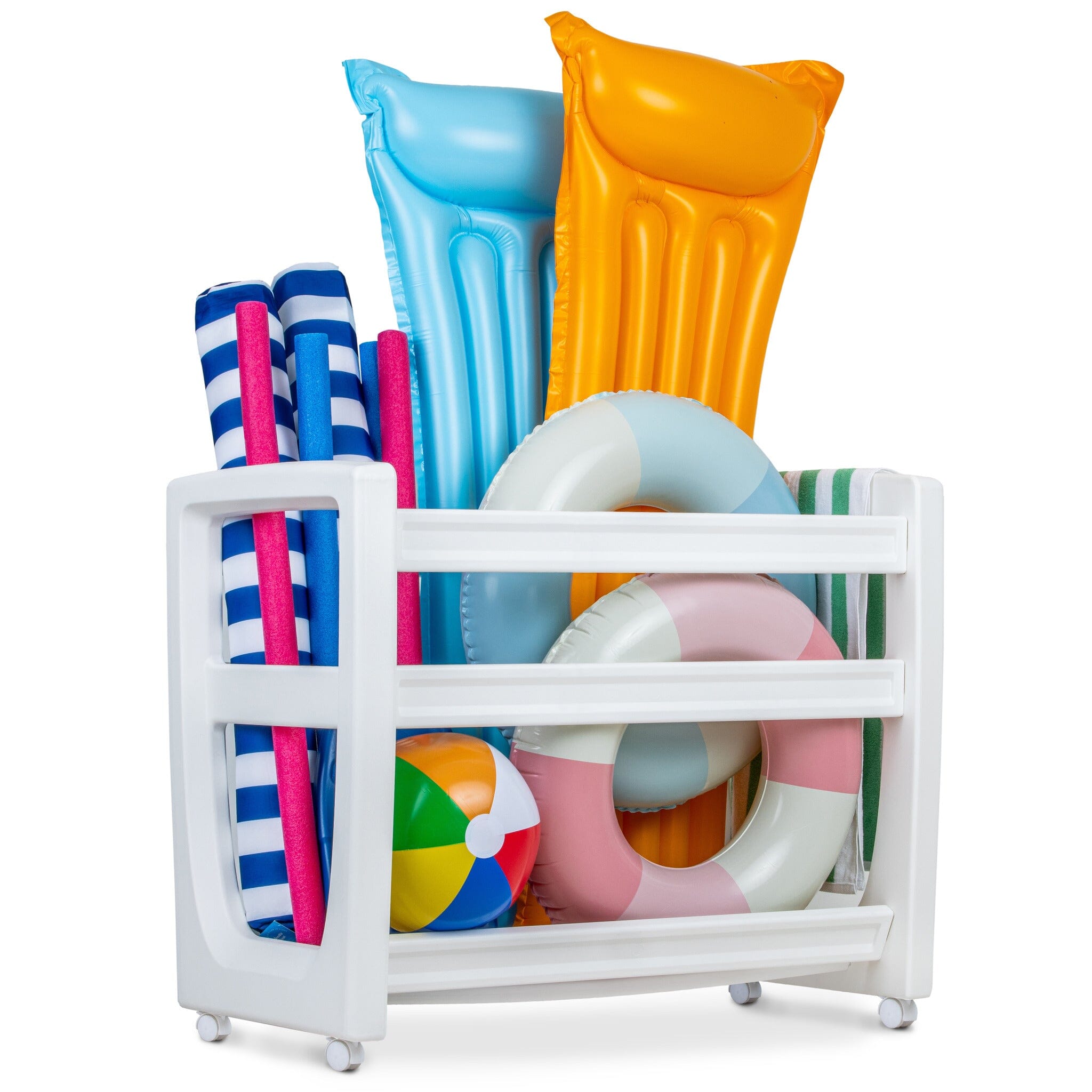 "Coast Modern Pool Organizer for Floats and Toys - Large Waterproof Storage Rack for Outdoor Pool Area " PlayGoSports.com