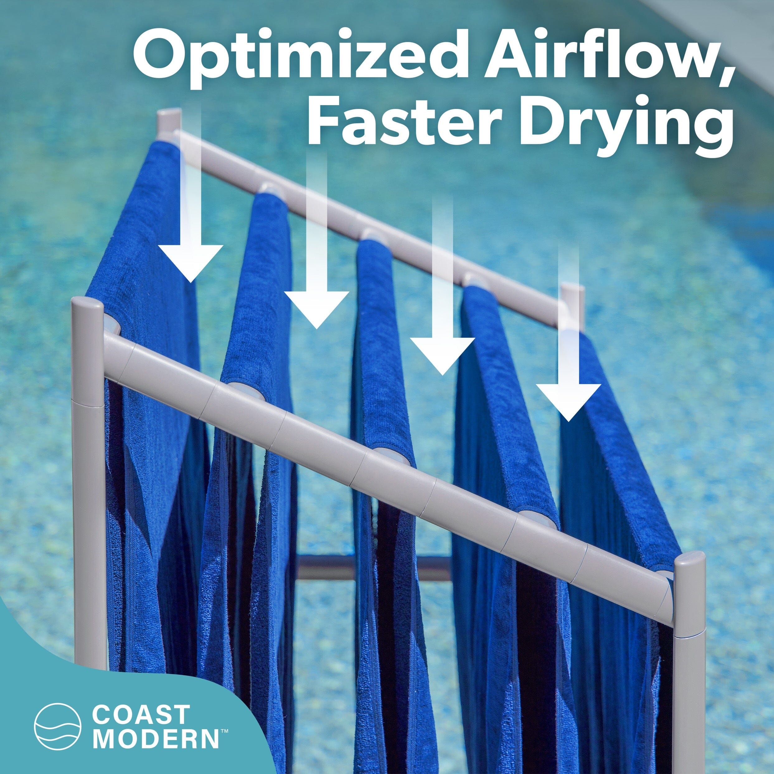 Coast Modern Pool Towel Rack – 5 Beach Towel PVC Drying Rack for Outdoor & Indoor Use - Gray PlayGoSports.com