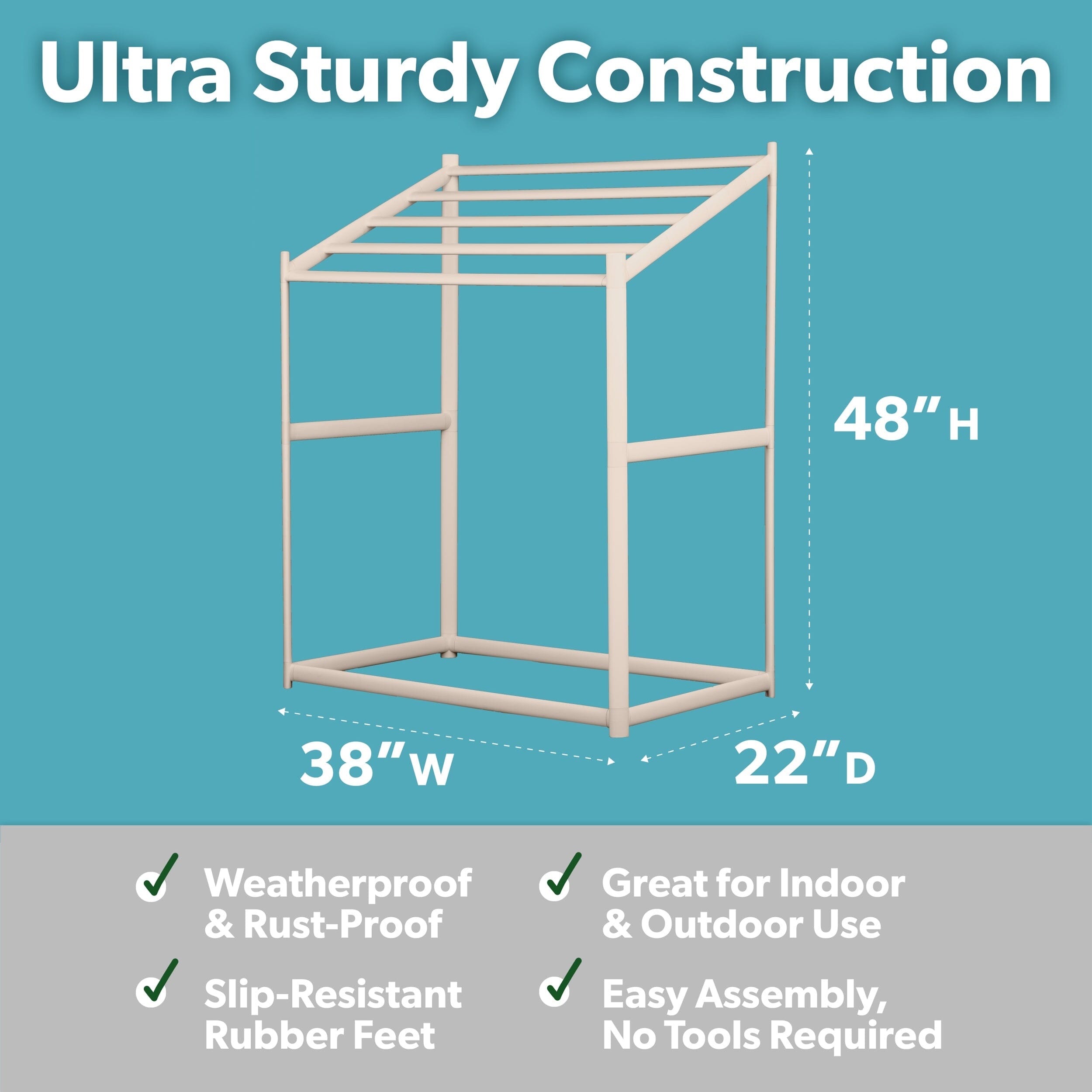 Coast Modern Pool Towel Rack – 5 Beach Towel PVC Drying Rack for Outdoor & Indoor Use - Sand PlayGoSports.com