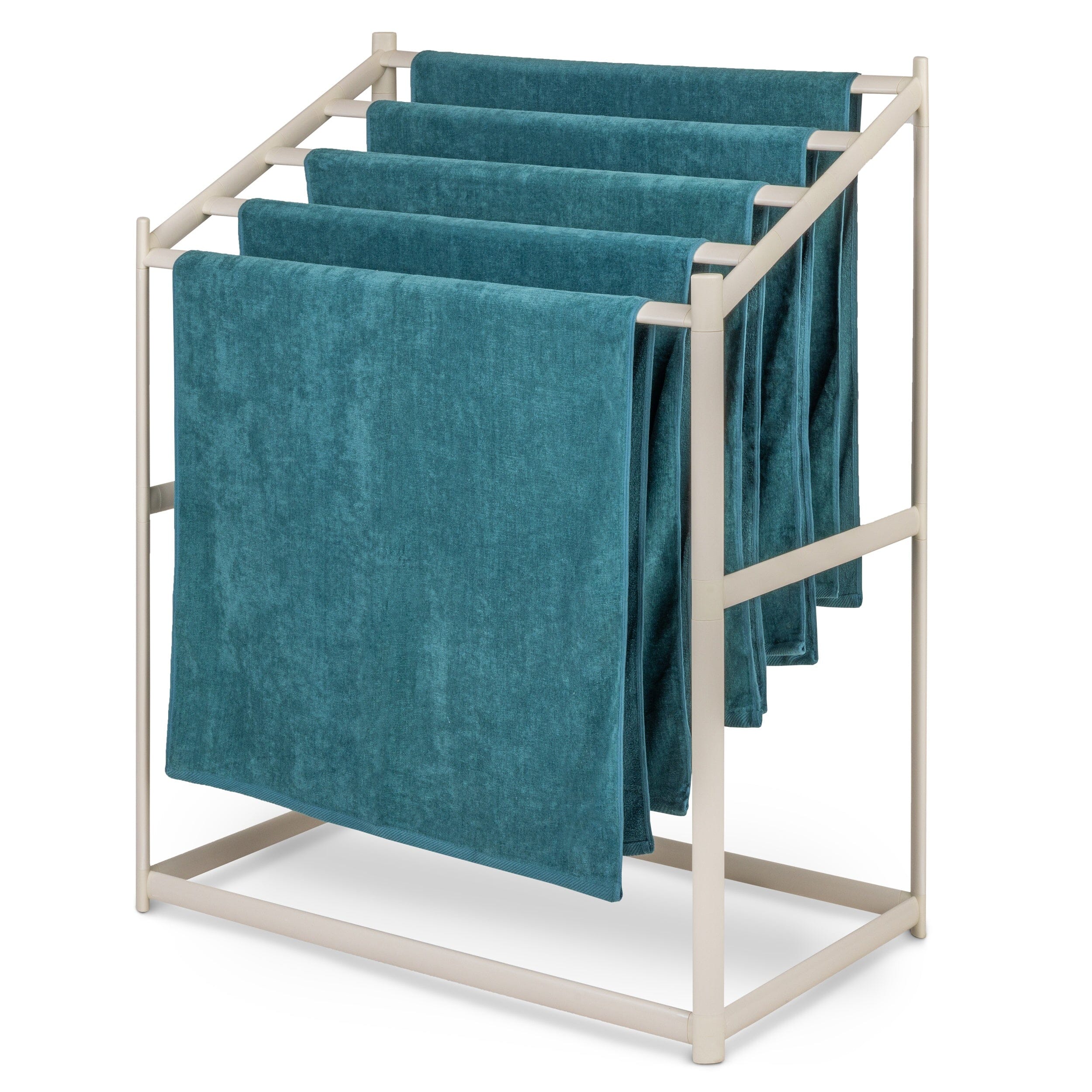 Coast Modern Pool Towel Rack – 5 Beach Towel PVC Drying Rack for Outdoor & Indoor Use - Sand PlayGoSports.com