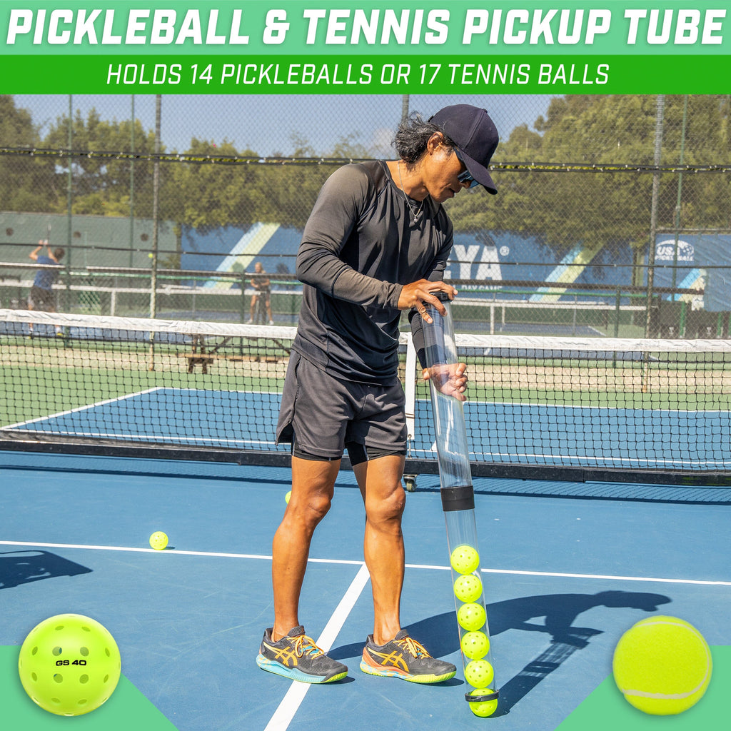GoSports Pickleball & Tennis Pickup Tube - Ball Retreiver and Holder, Fits 14 Pickleballs or 17 Tennis Balls GoSports 