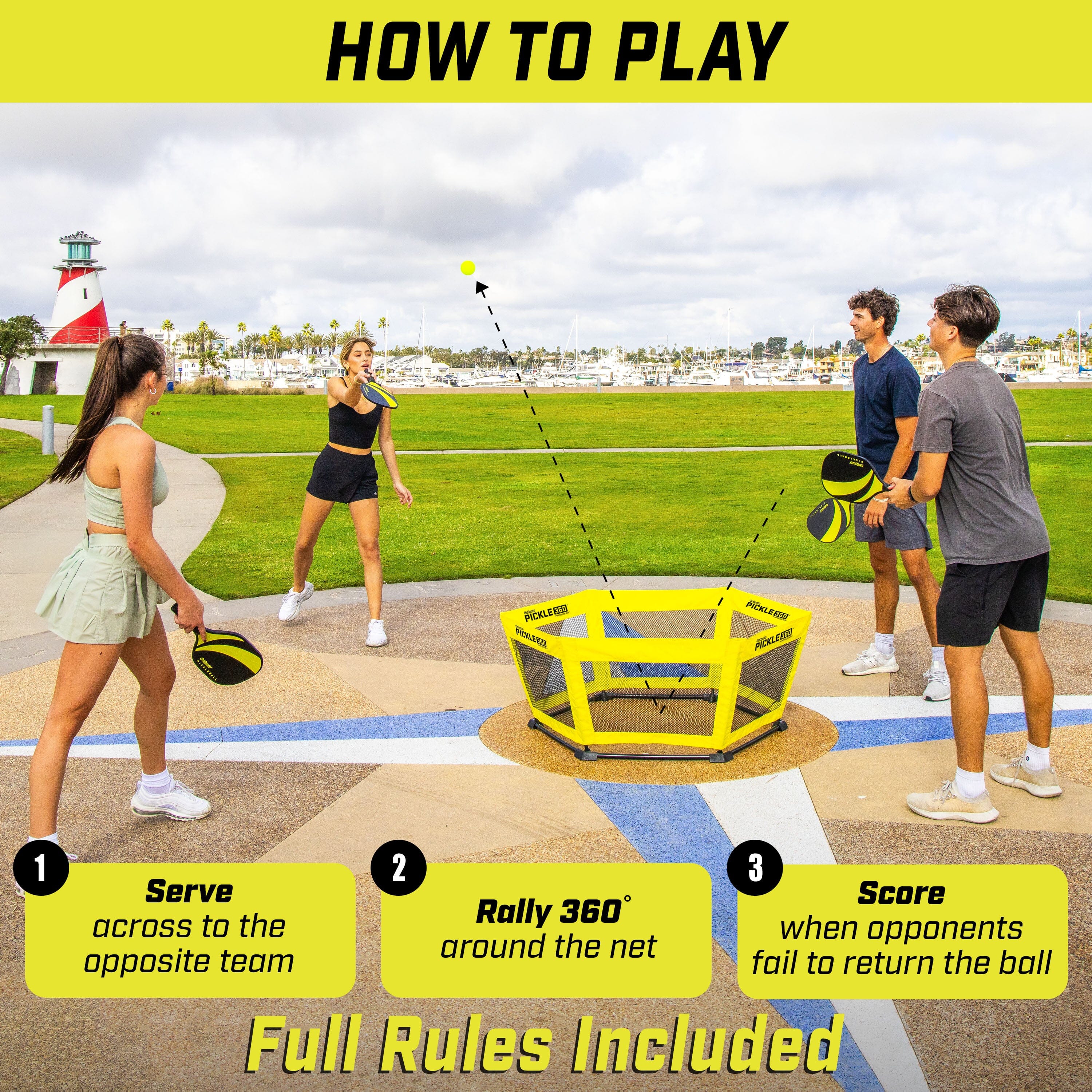 a group of people playing pickle360 on side walk