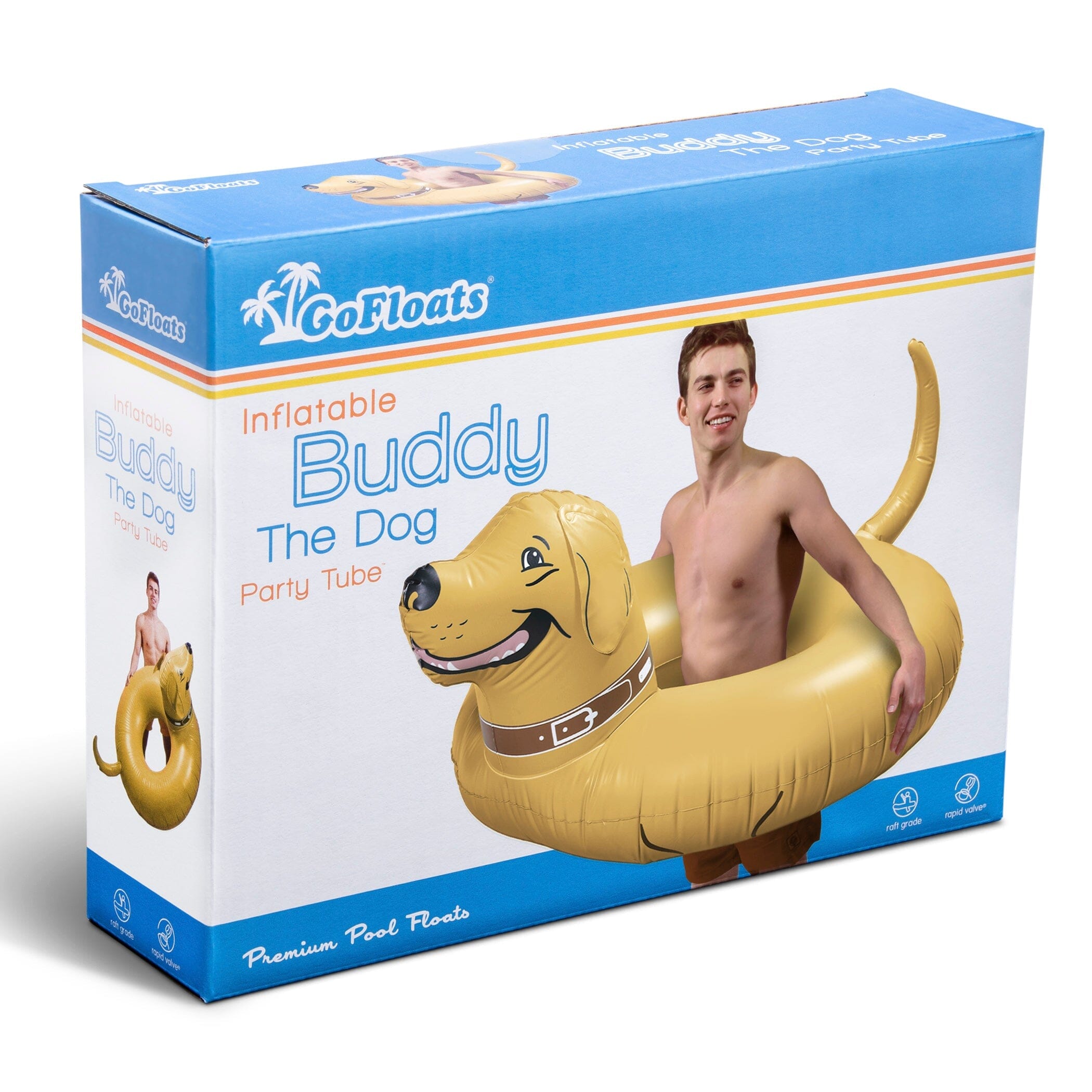 GoFloats Party Tube Inflatable Raft - Buddy the Dog GoFloats