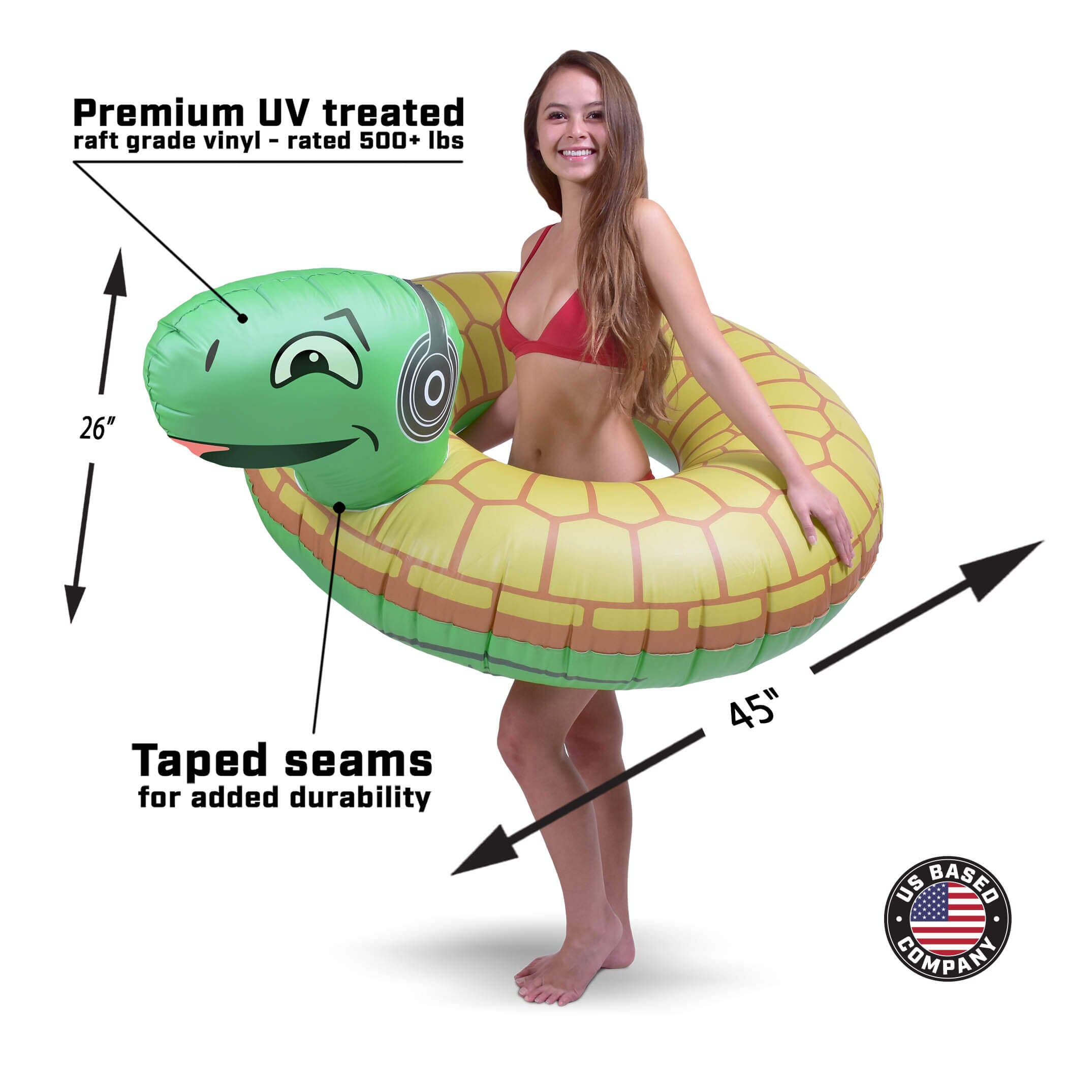 GoFloats Party Tube Inflatable Raft - Rockin Turtle GoFloats