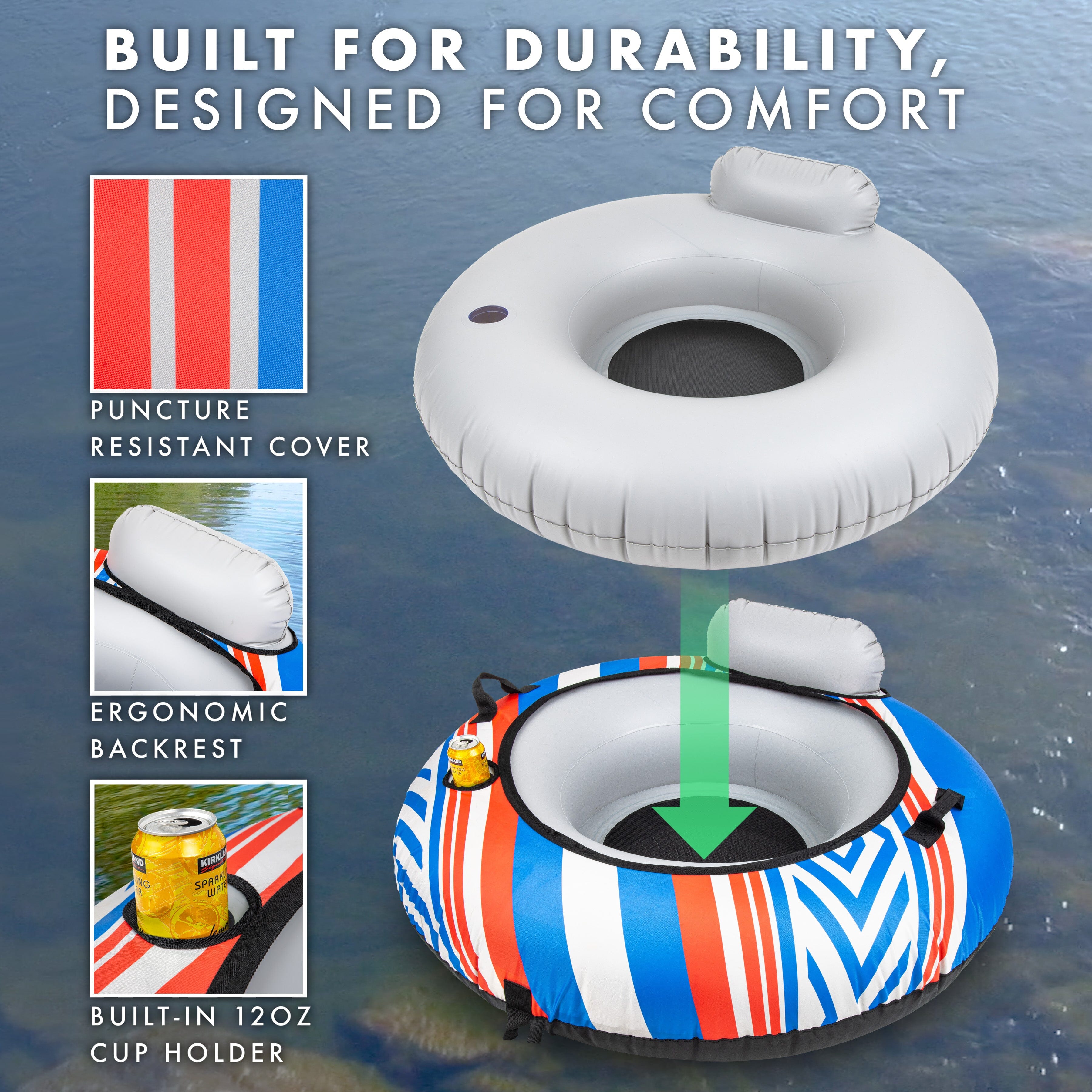 GoSports WOVN River Tube with Premium Canvas Cover - Heavy Duty Float for Rivers, Lakes, & Pools - Baja GoSports