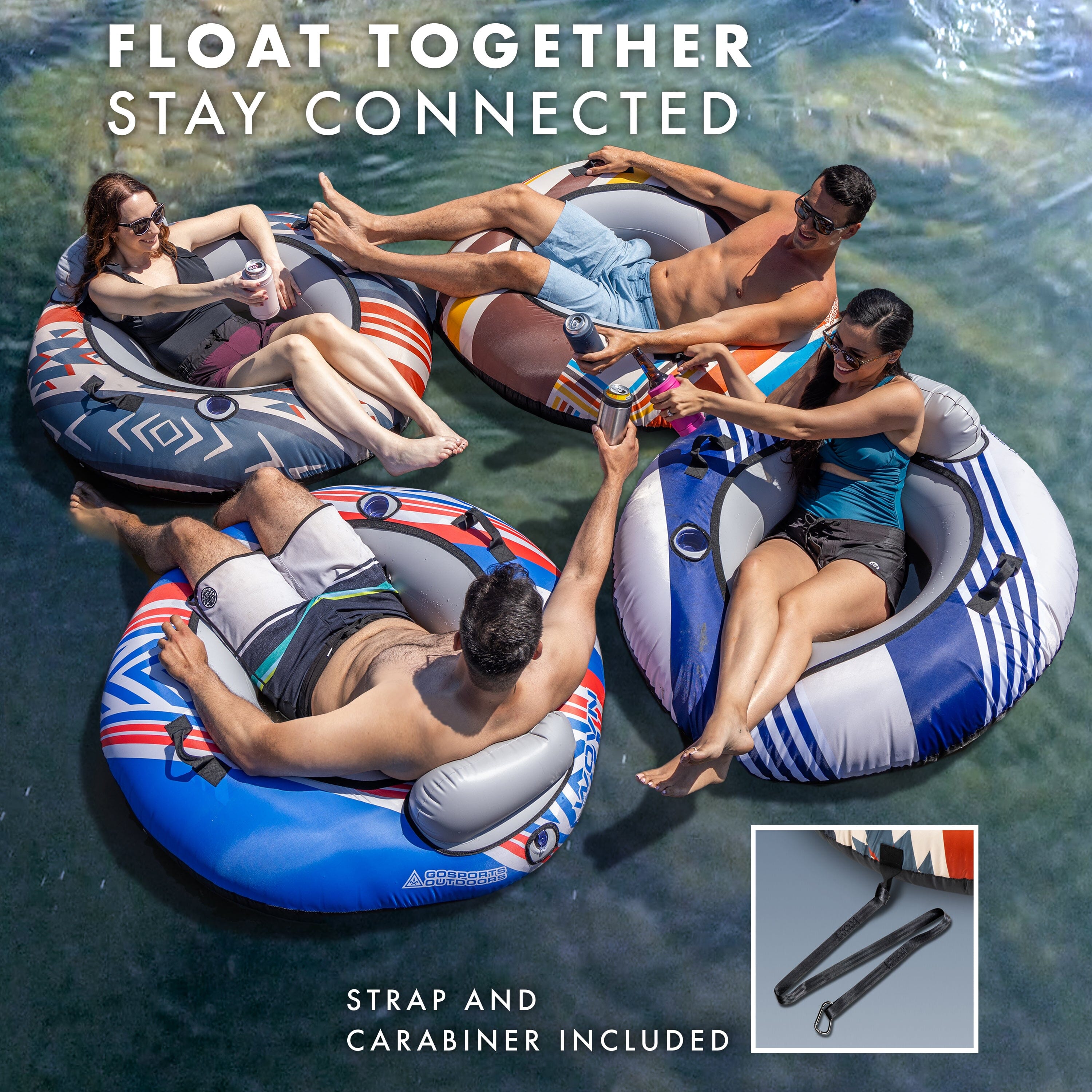 GoSports WOVN River Tube with Premium Canvas Cover - Heavy Duty Float for Rivers, Lakes, & Pools - Drifter GoSports