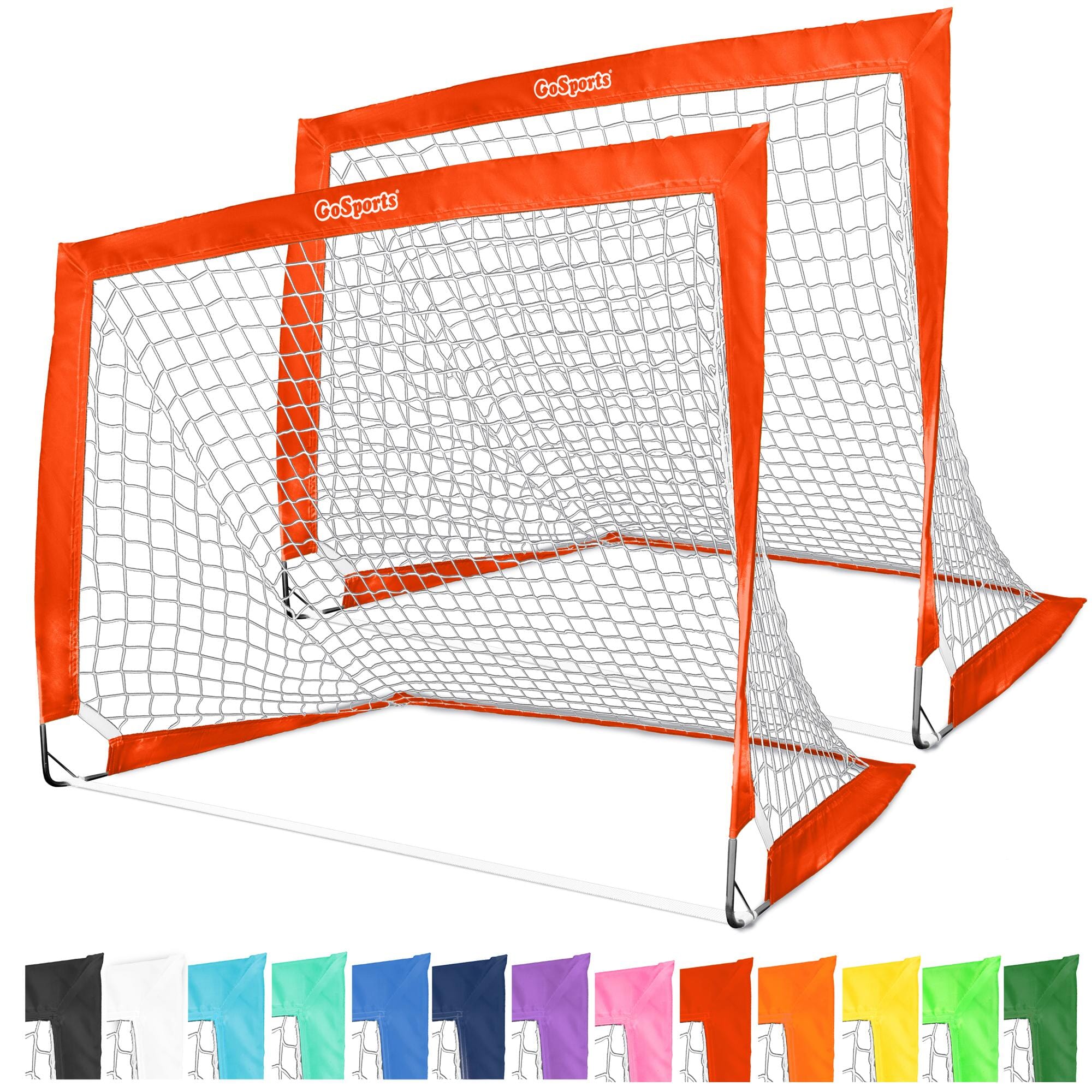 a soccer goal with a net and a color chart