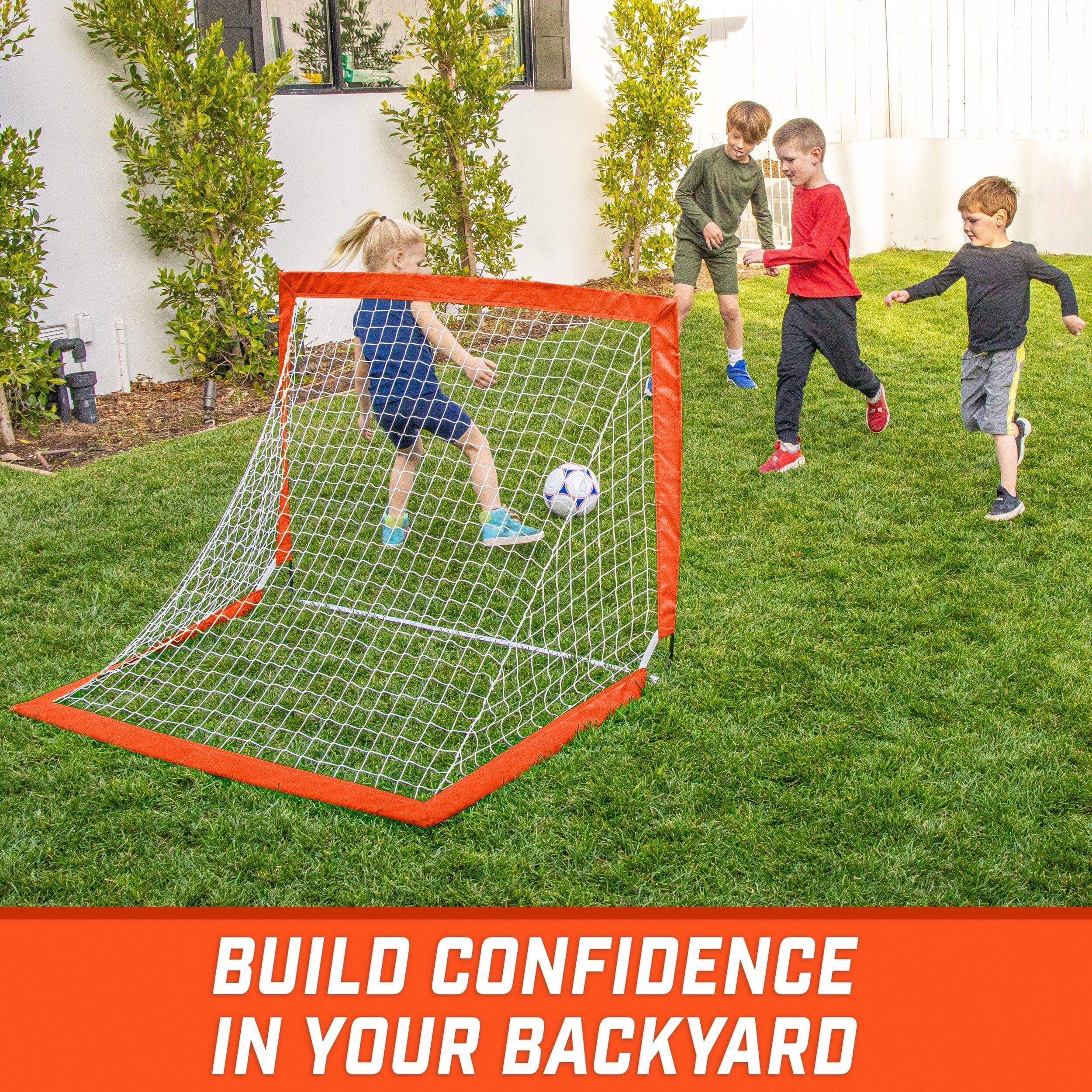GoSports Team Tone 4 ft x 3 ft Portable Soccer Goal for Kids - Pop Up Net for Backyard - Red GoSports