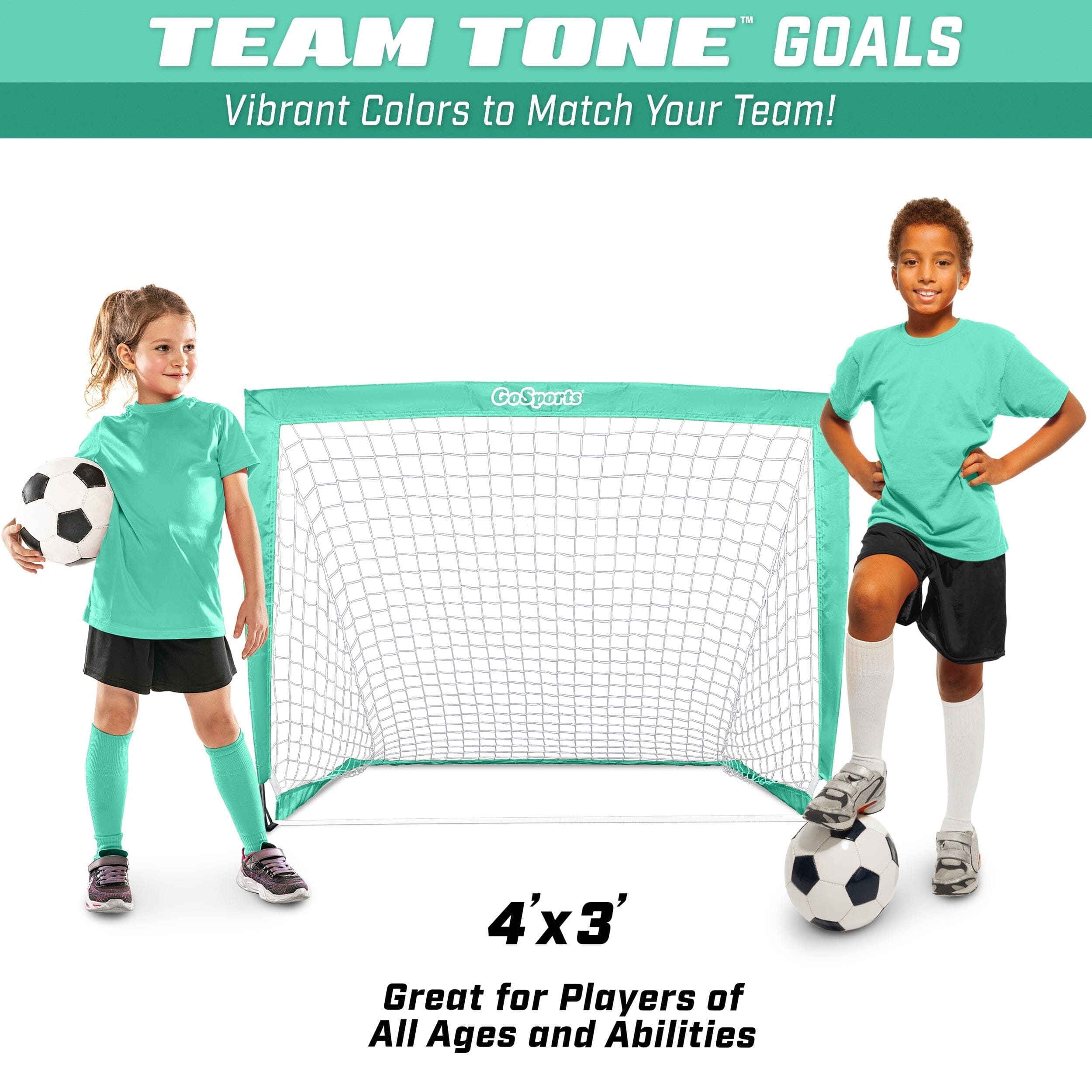 GoSports Team Tone Portable Soccer Goal for Kids - Pop Up Net for Backyard GoSports