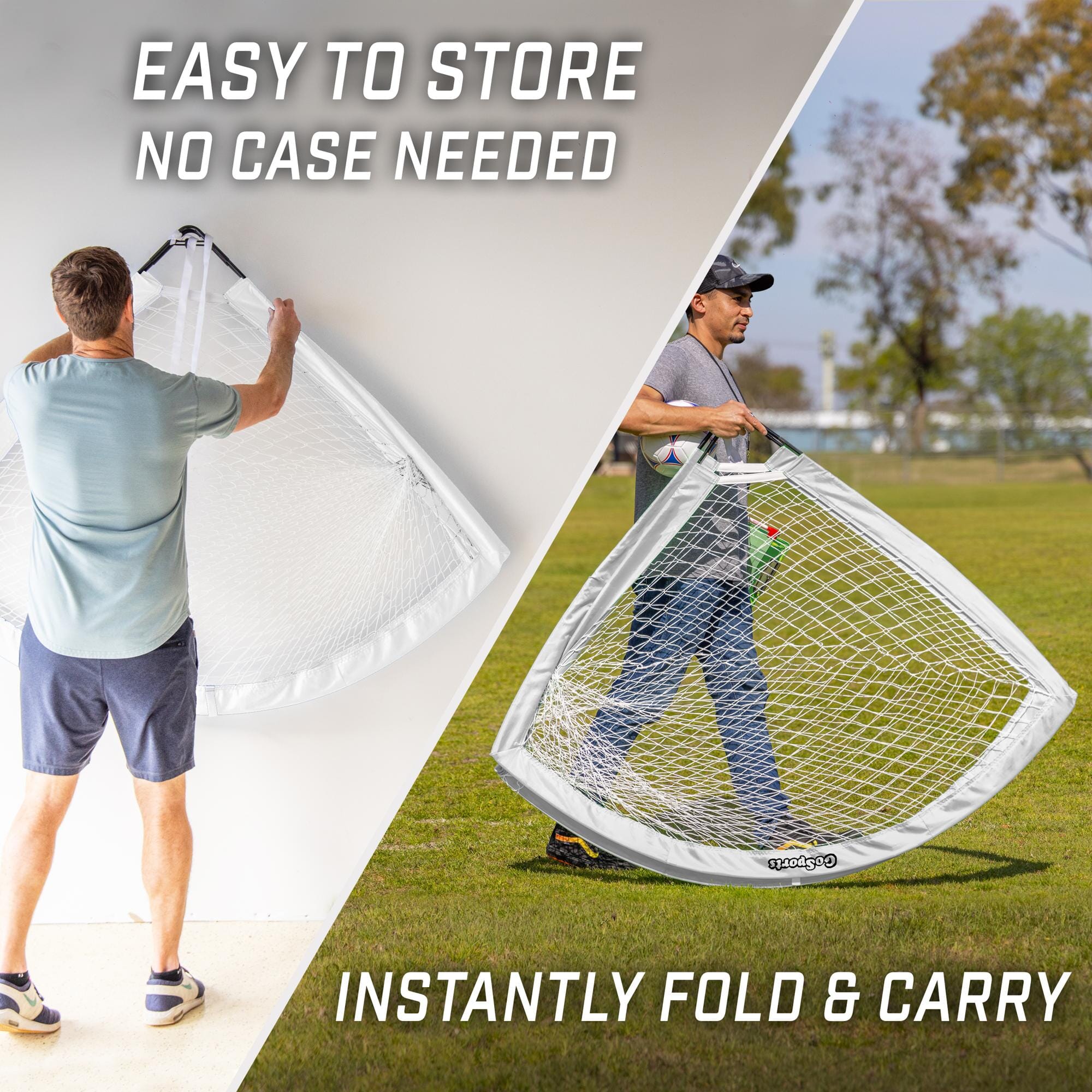 a man is holding a net and a man is holding a net