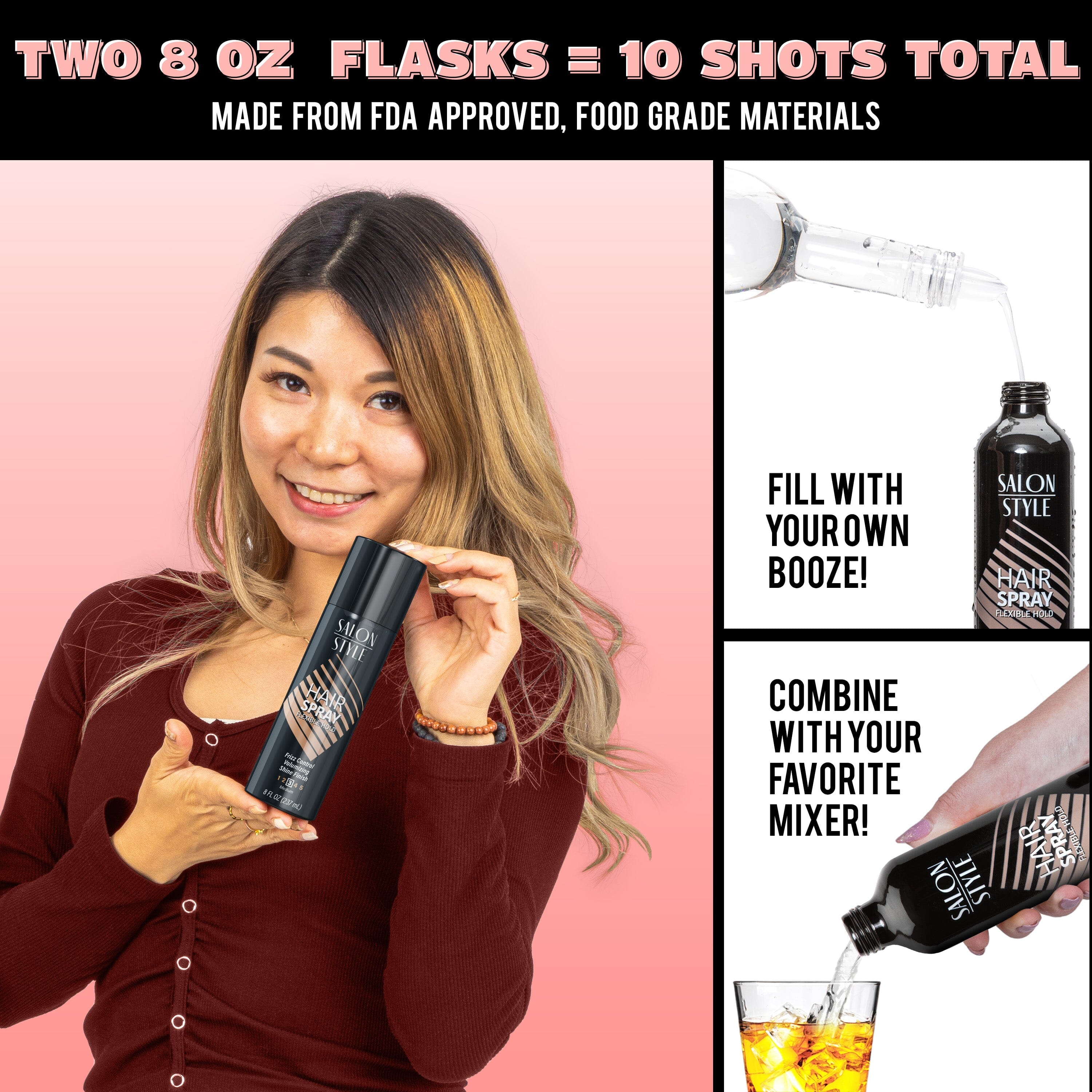 GoPong Hair Spray Flask 2 Pack (16 oz Total) - Hidden Alcohol Travel Flasks for Women GoSports
