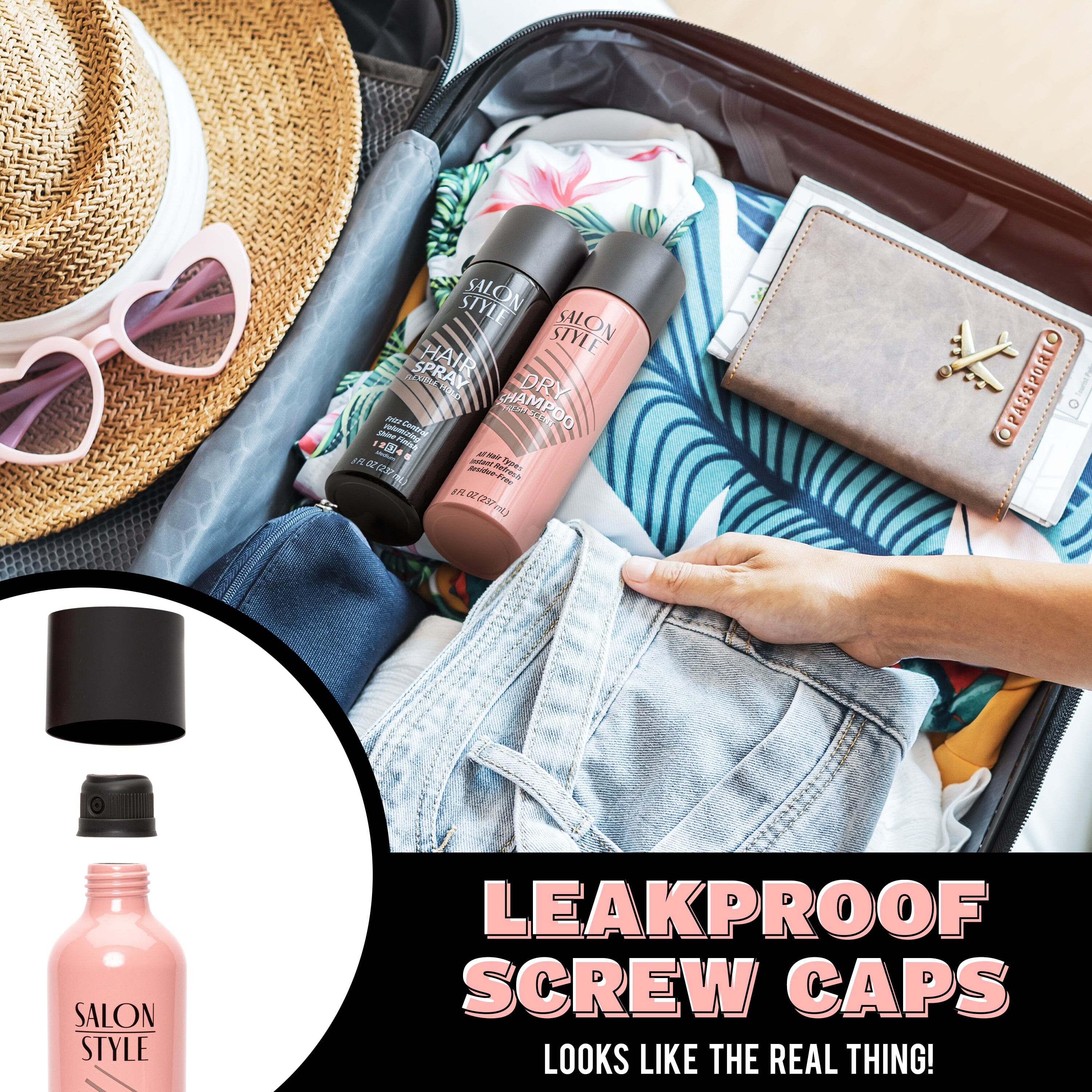 GoPong Hair Spray Flask 2 Pack (16 oz Total) - Hidden Alcohol Travel Flasks for Women GoSports