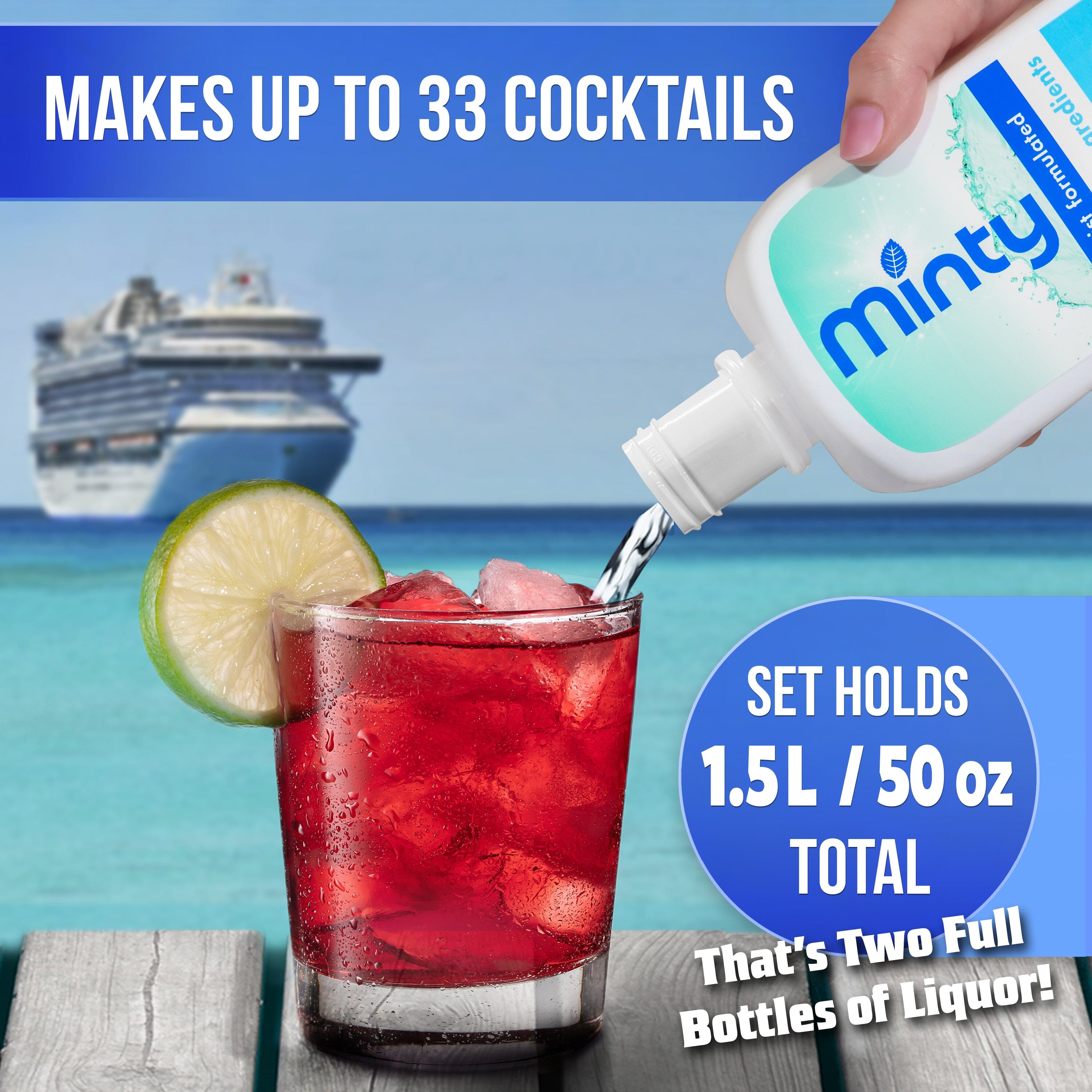 GoPong Mouthwash Flask 2 Pack (50 oz Total) - Hidden Alcohol Travel Flasks - Secret Liquor Containers for Cruises - Includes Spout PlayGoSports.com