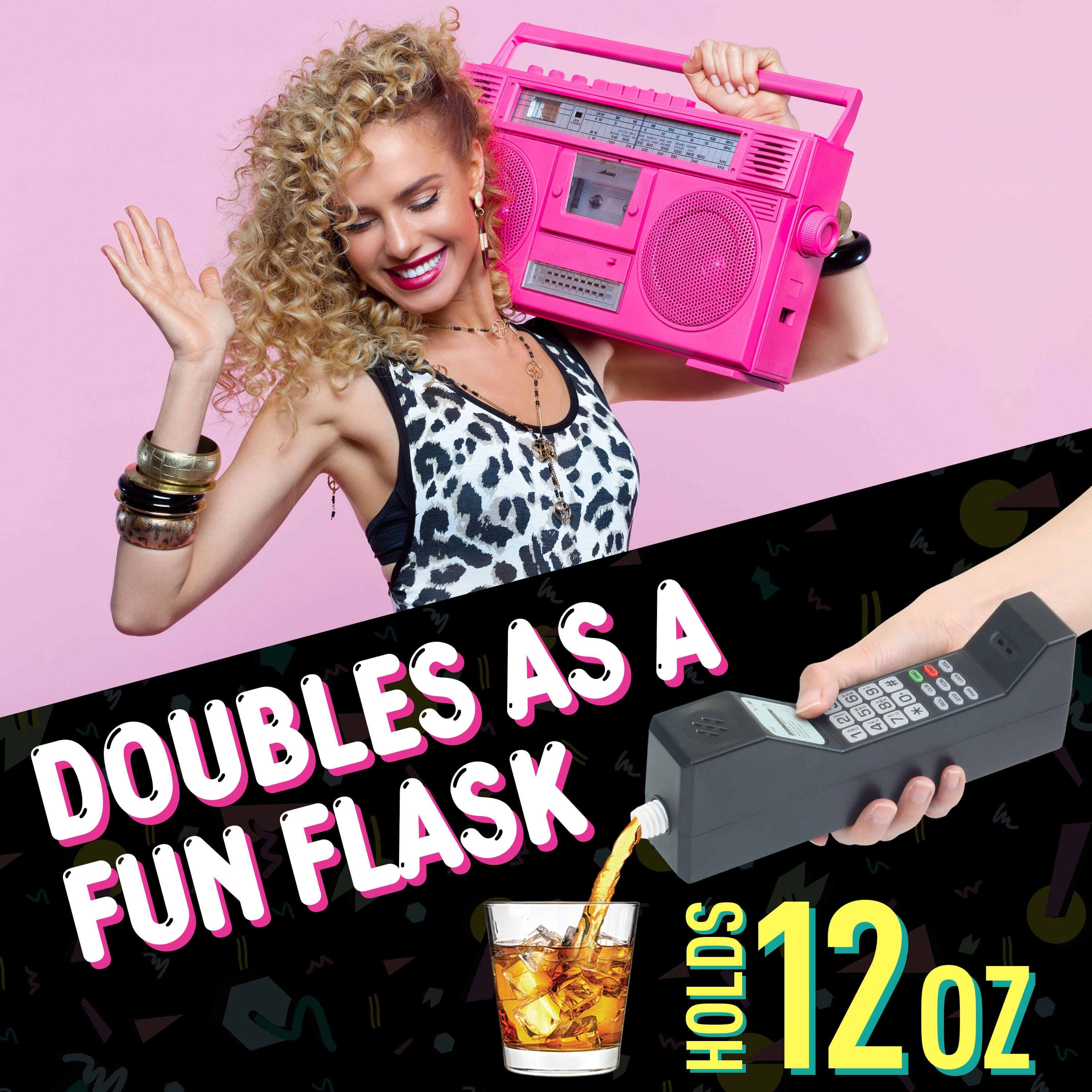 GoPong Old School Prop Phone & 12 oz Flask - Retro Cell Phone Hidden Alcohol Flask for 80s & 90s Party PlayGoSports.com