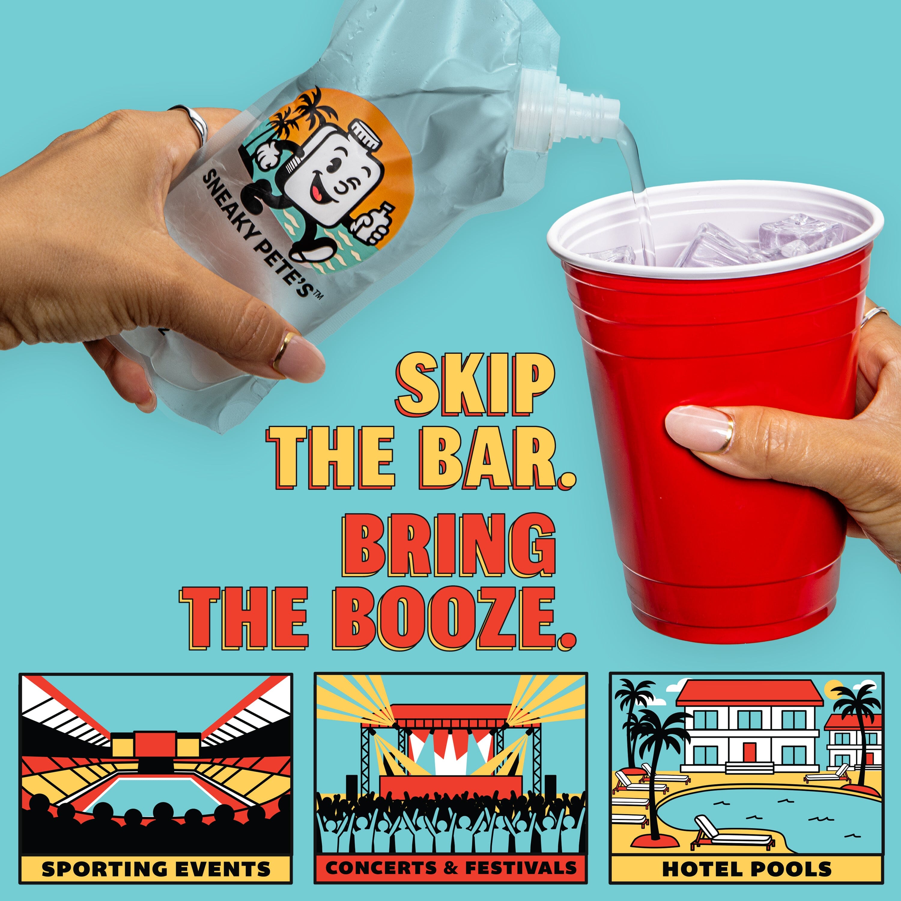 Sneaky Pete's Liquor Pouches - Hidden Plastic Flasks - 8 oz Alcohol Pouch Containers Playgosports.com