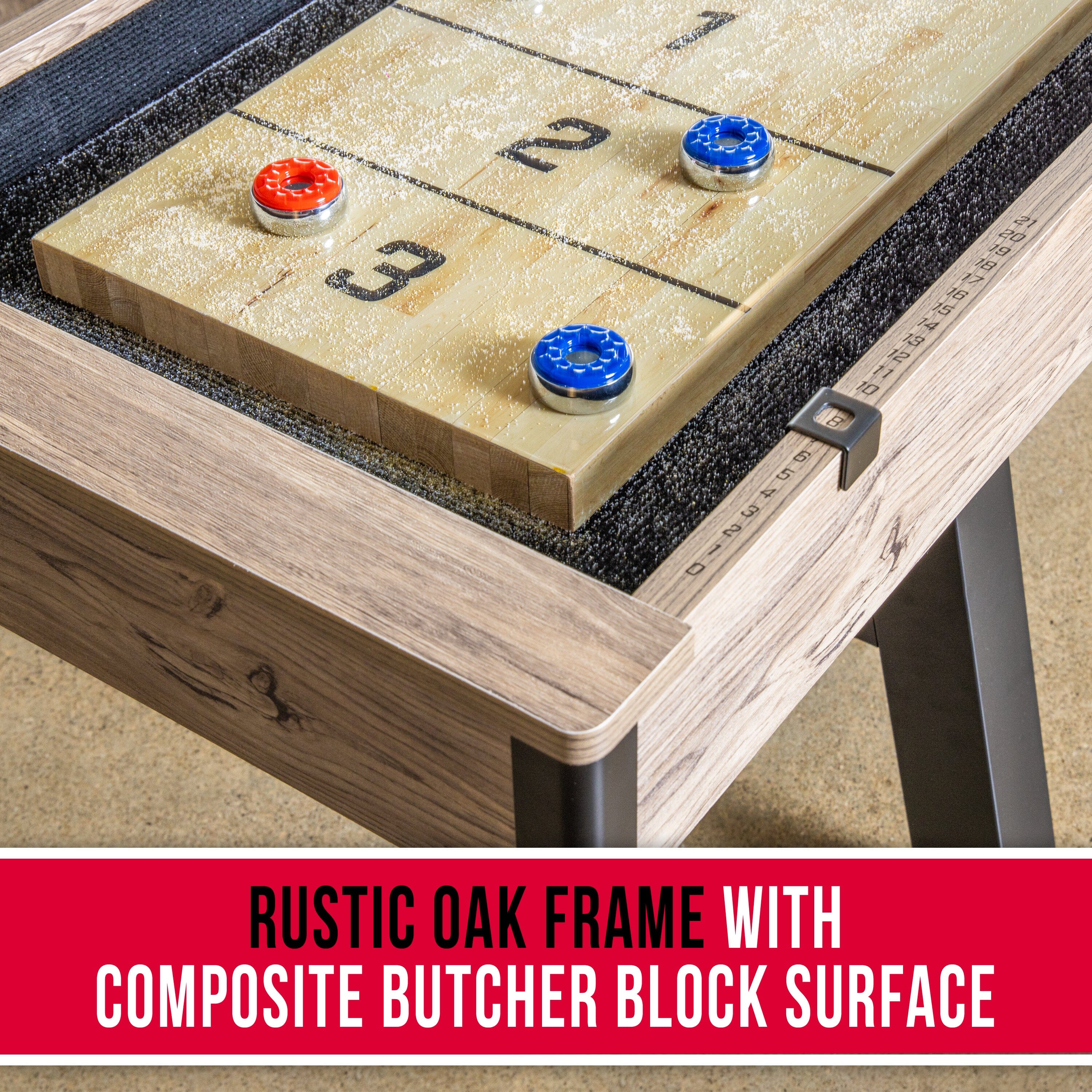 GoSports Premium 9 ft Shuffleboard Table with 8 Pucks, Shuffleboard Wax, and Brush GoSports