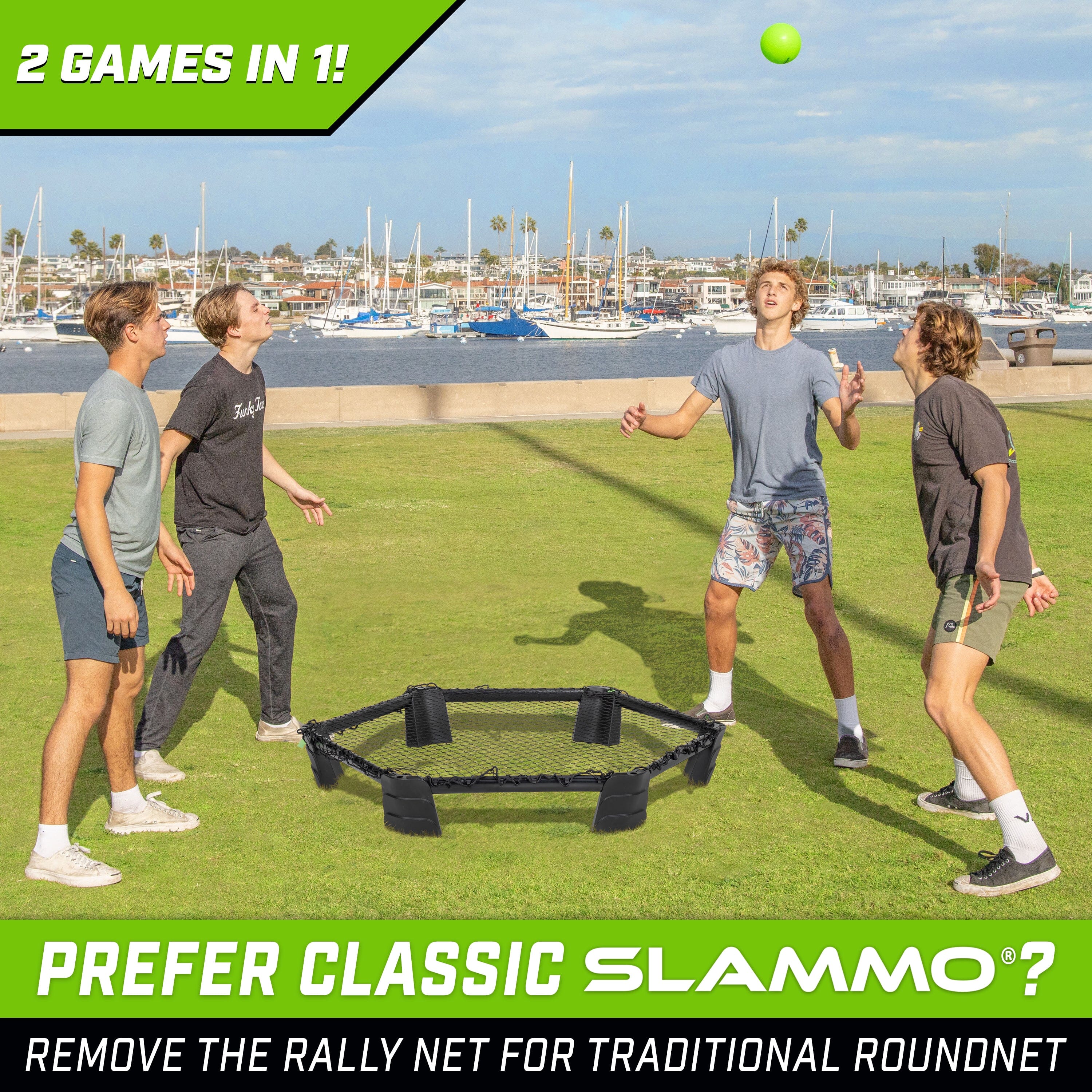 two people playing with a ball in the grass