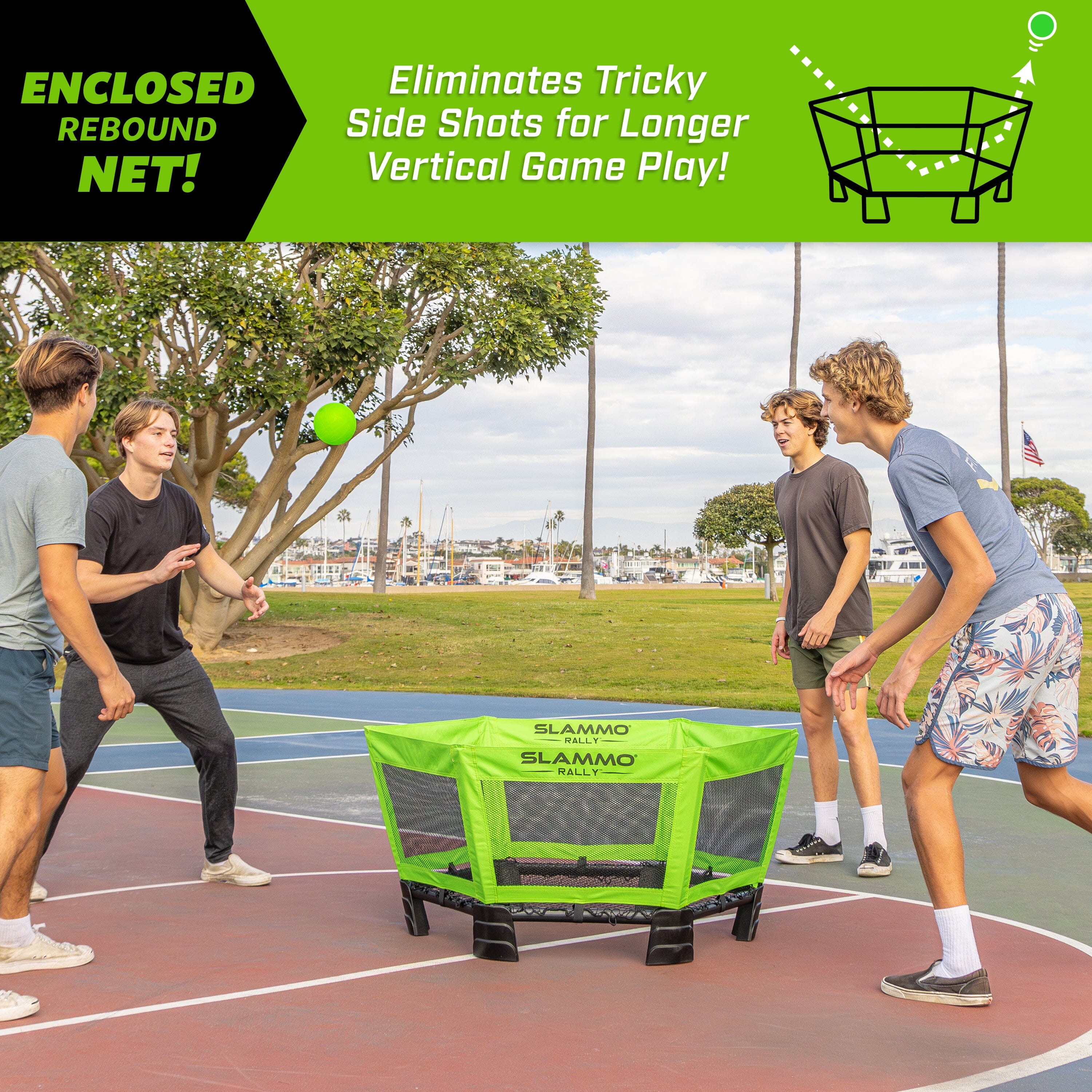 a group of people playing a game on a court