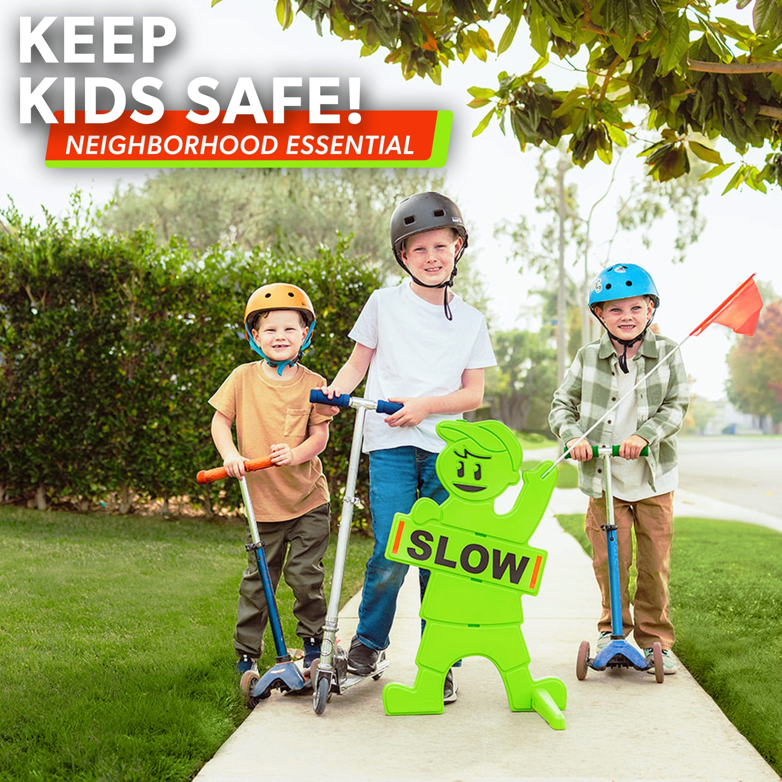 GoSports Kids at Play Safety Sign for Street- High Visibility Slow Down Sign for Neighborhoods with Flag Playgosports.com