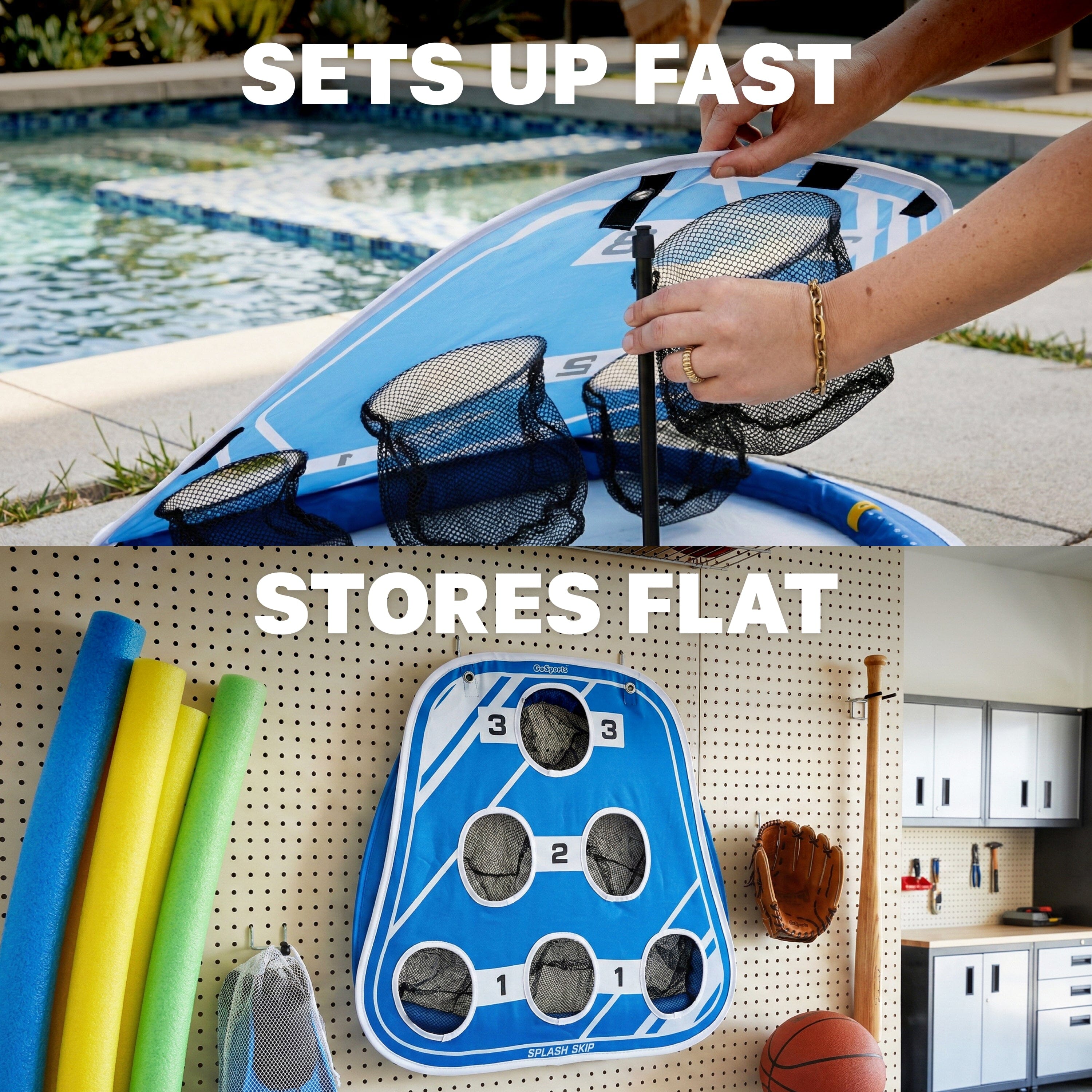 GoSports Splash Skip Floating Pool Cornhole Game - Stone Skipping Swimming Pool Game for Adults & Family - Water Cornhole Game for Pools & Lakes Pool Toy Playgosports.com