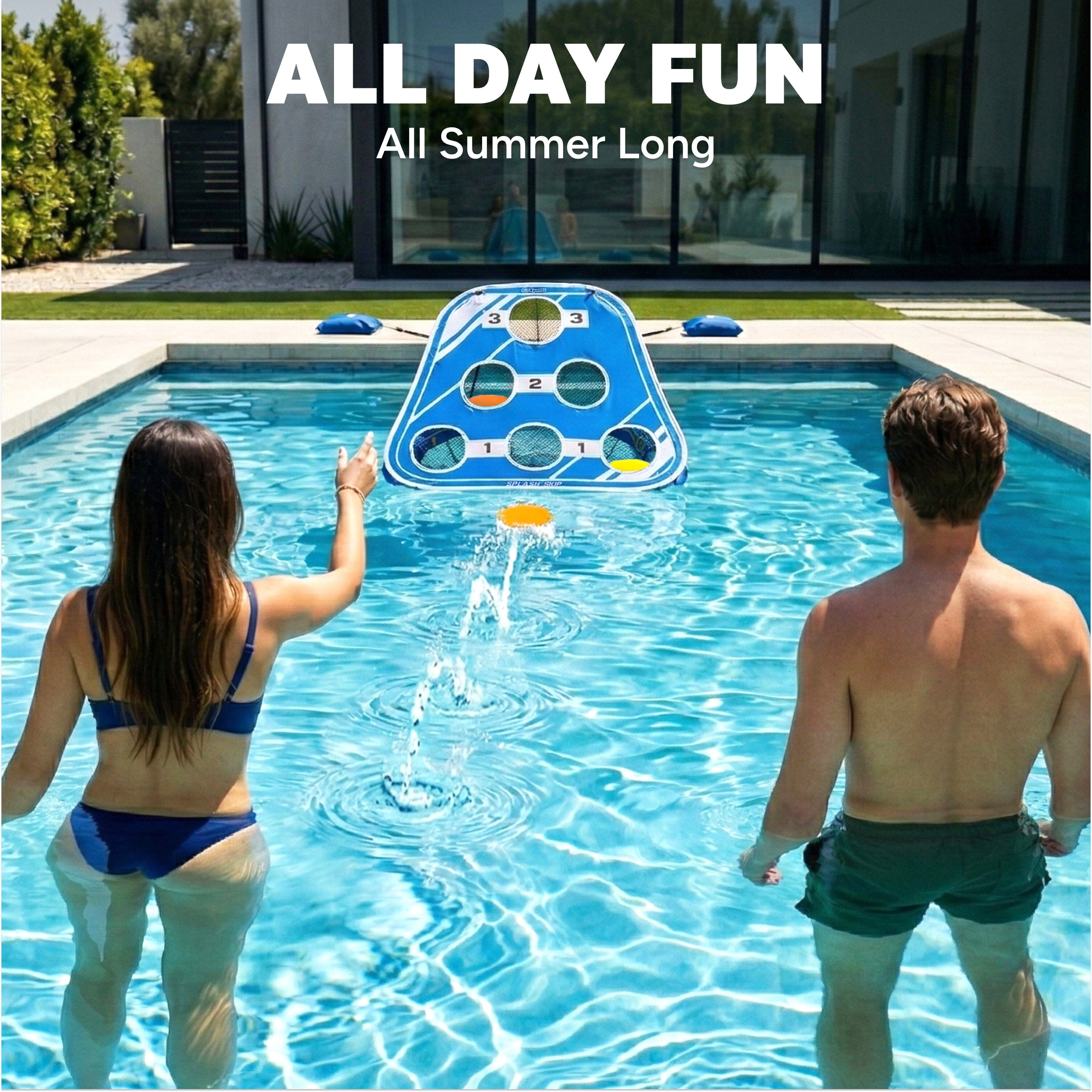 GoSports Splash Skip Floating Pool Cornhole Game - Stone Skipping Swimming Pool Game for Adults & Family - Water Cornhole Game for Pools & Lakes Pool Toy Playgosports.com