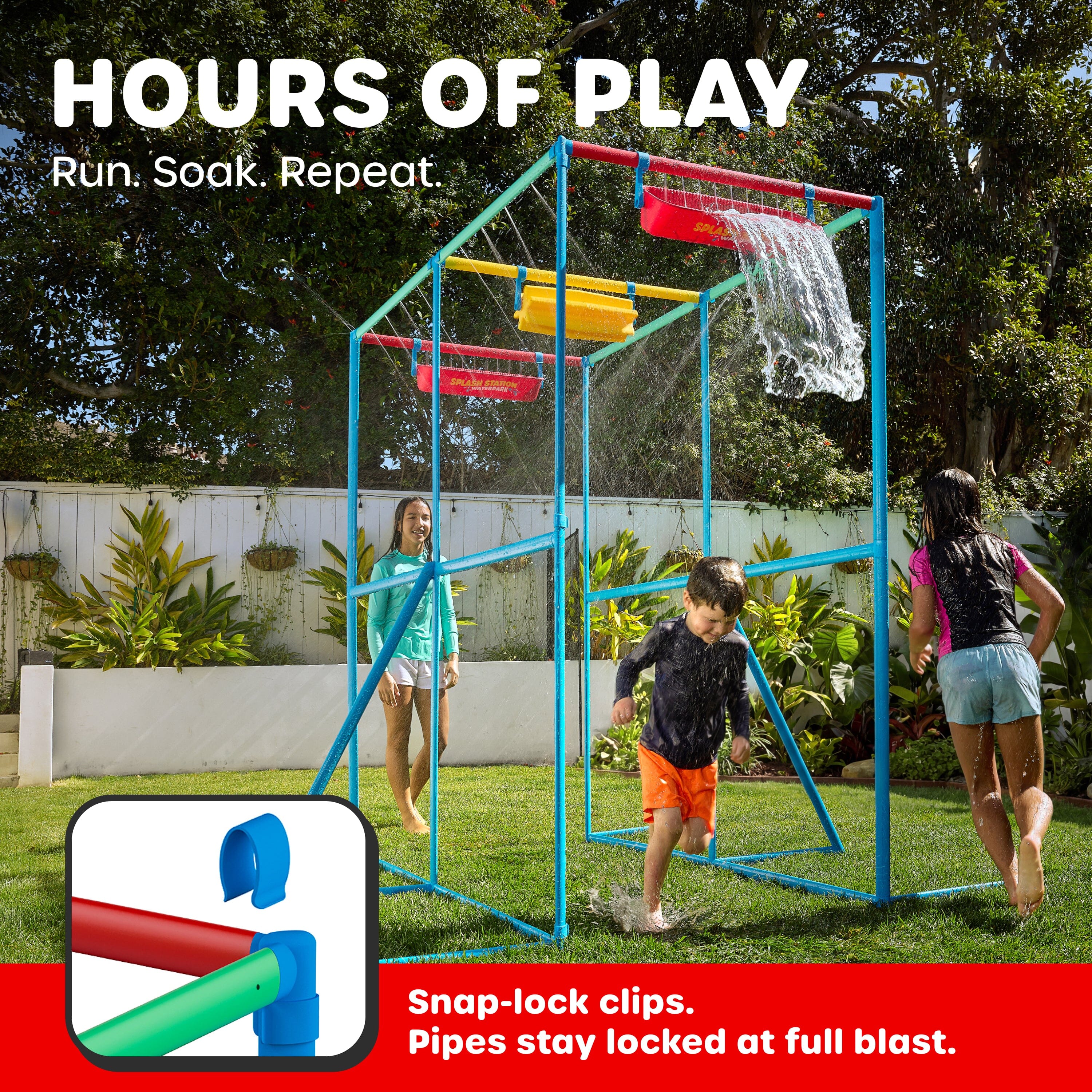 GoSports Splash Station Waterpark XL - Backyard Water Park for Kids, Outdoor Water Play Equipment with Sprinklers & Buckets Playgosports.com