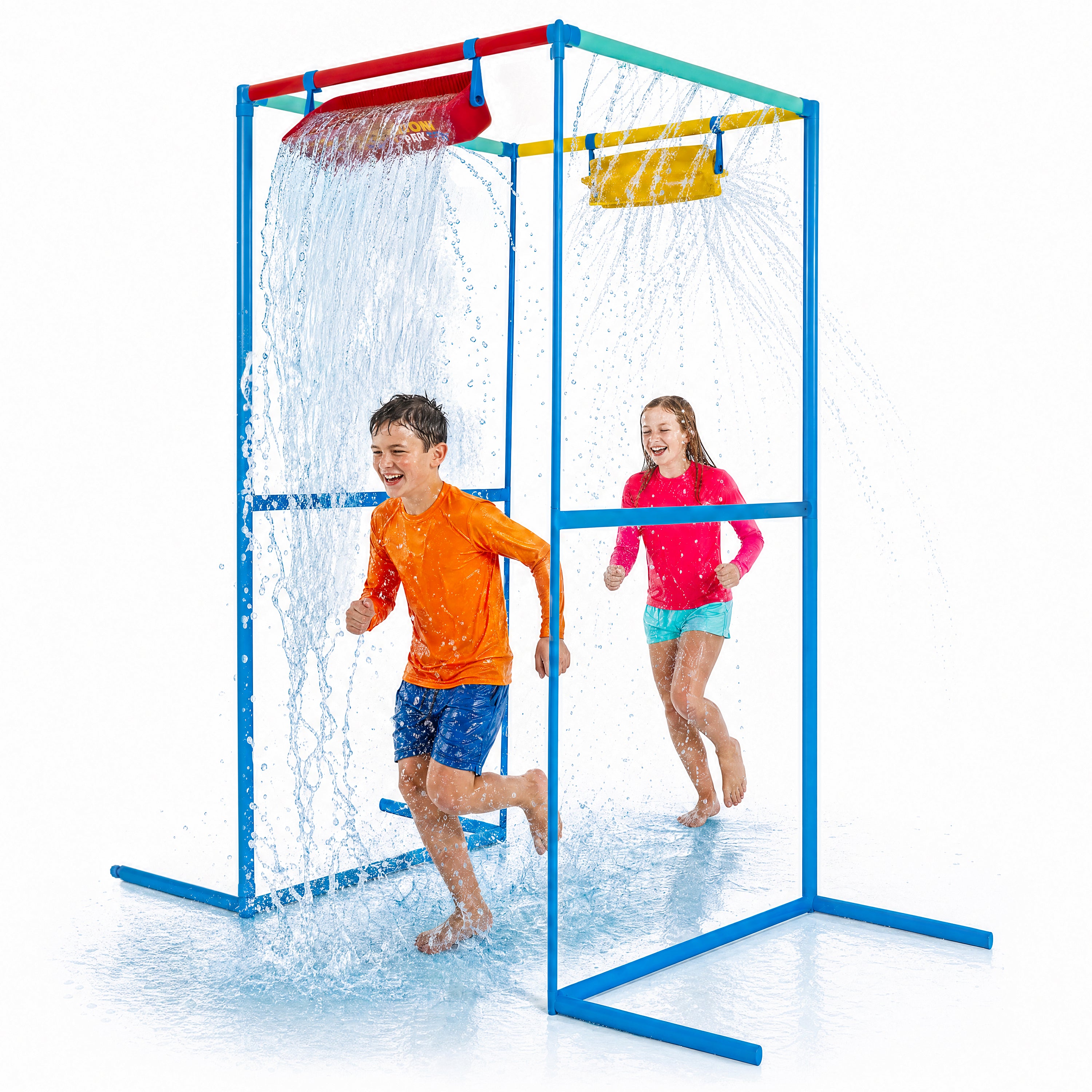 GoSports Splash Station Waterpark - Backyard Water Park for Kids, Outdoor Water Play Equipment with Sprinklers & Bucket