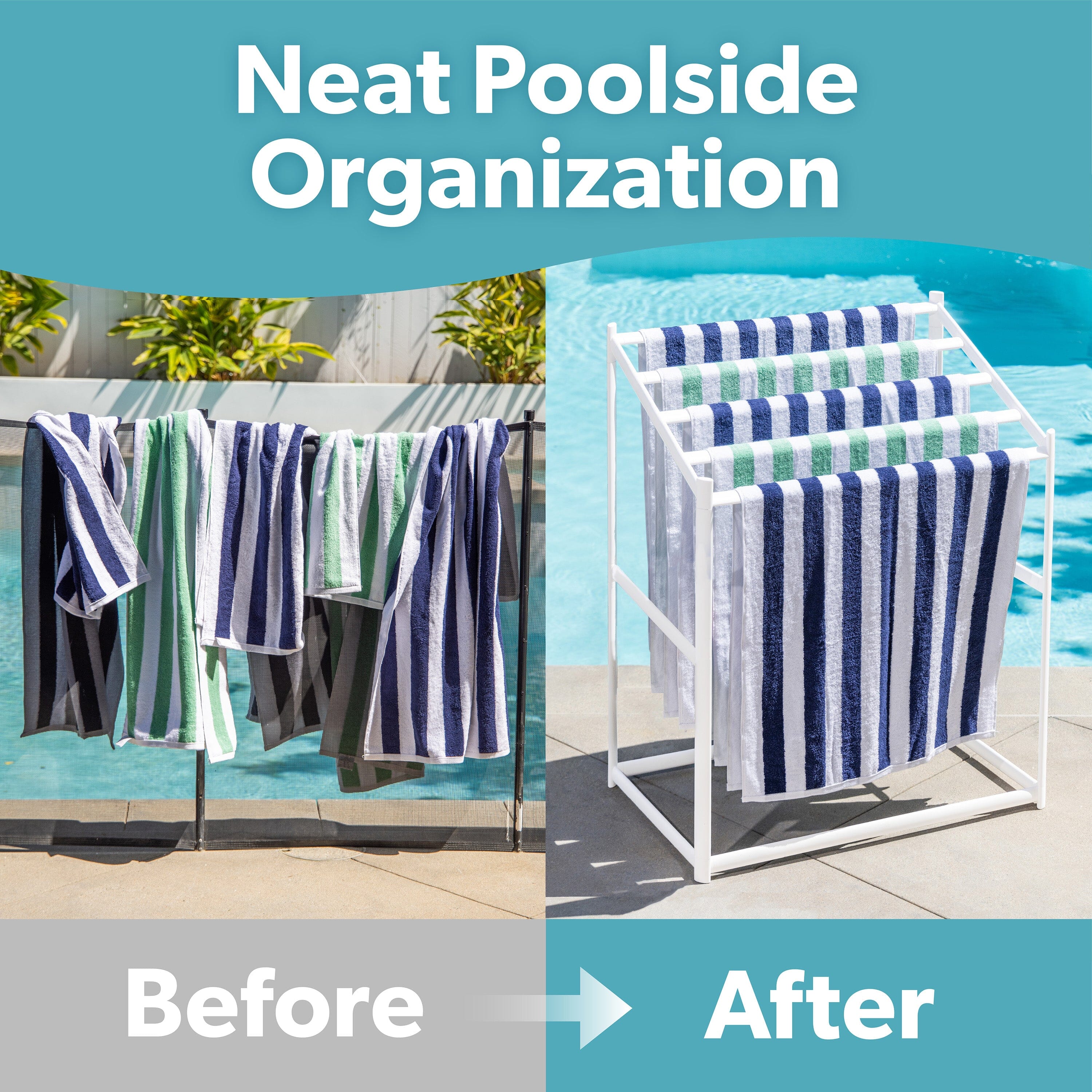 Coast Modern PVC Beach Towel Drying Rack for Pool & Hot Tub - Outdoor & Indoor 5-Tier Modern Design GoSports