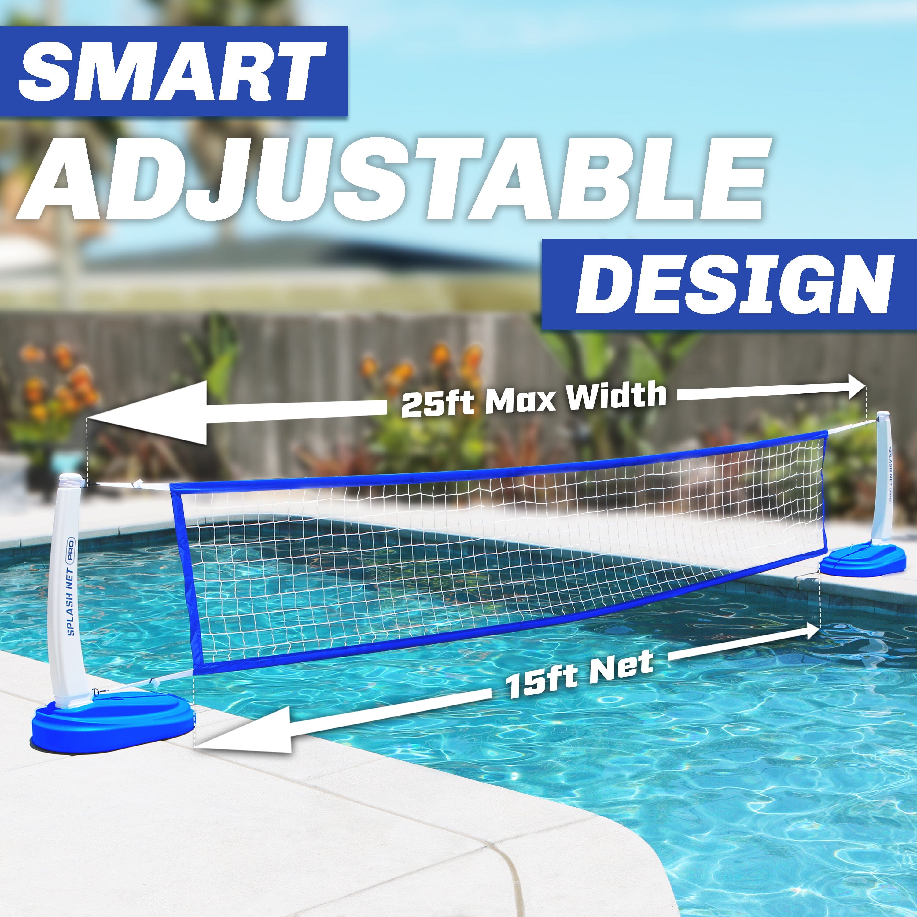 GoSports Splash Net PRO Pool Volleyball Net - Red, White, or Blue - Includes 2 Water Volleyballs and Pump Volleyball GoSports