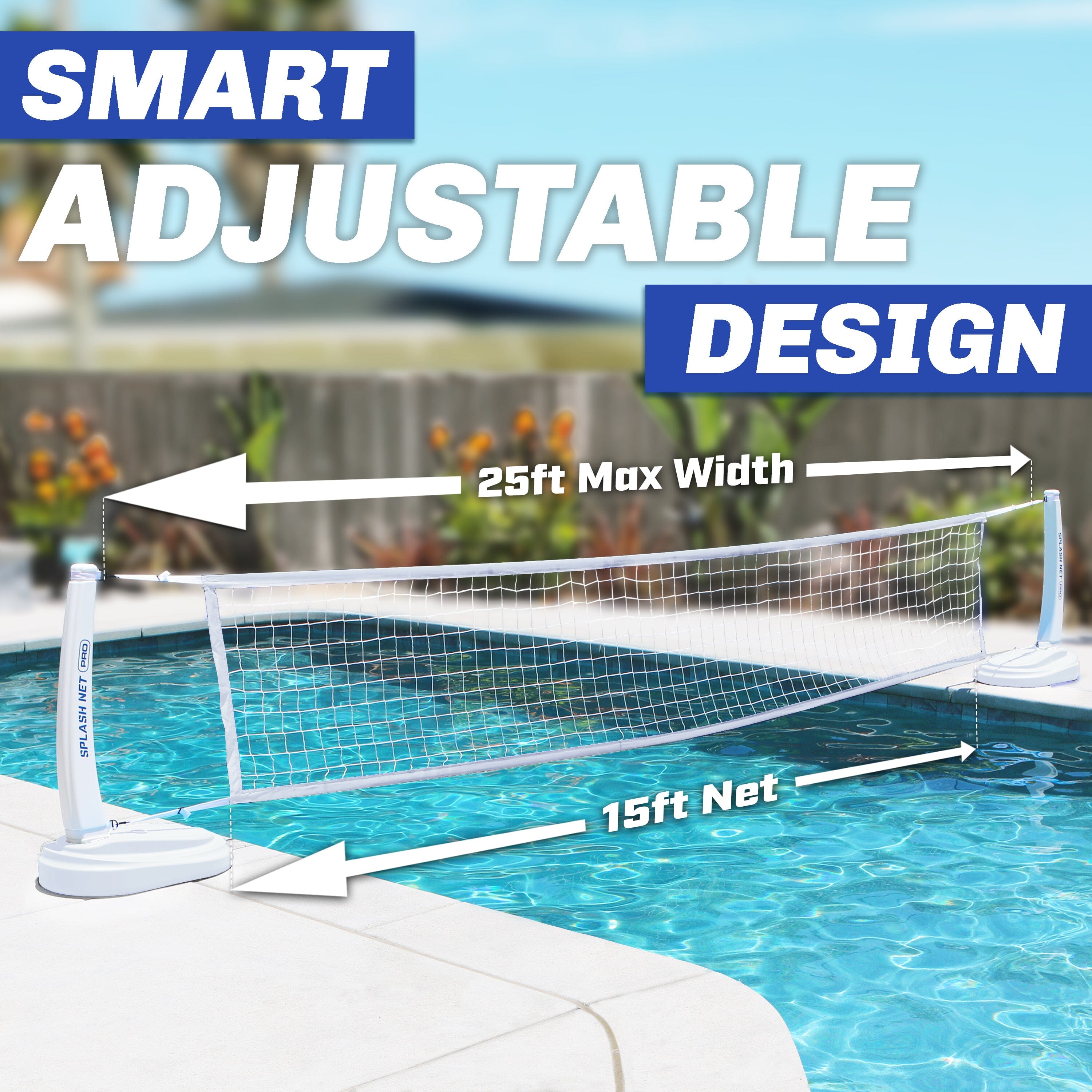 GoSports Splash Net PRO Pool Volleyball Net - Red, White, or Blue - Includes 2 Water Volleyballs and Pump Volleyball GoSports