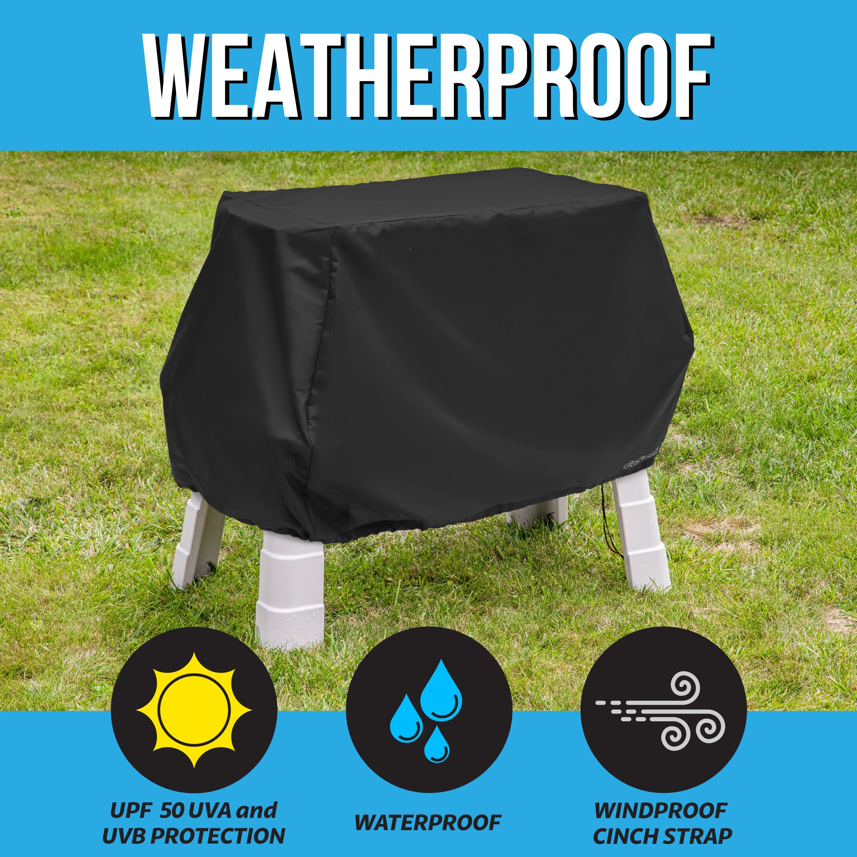 GoSports Universal Kids Water Table Cover - Anti-UV, Waterproof - Fits up to 41 x 25 x 34 Inches - Cover ONLY - Black GoSports