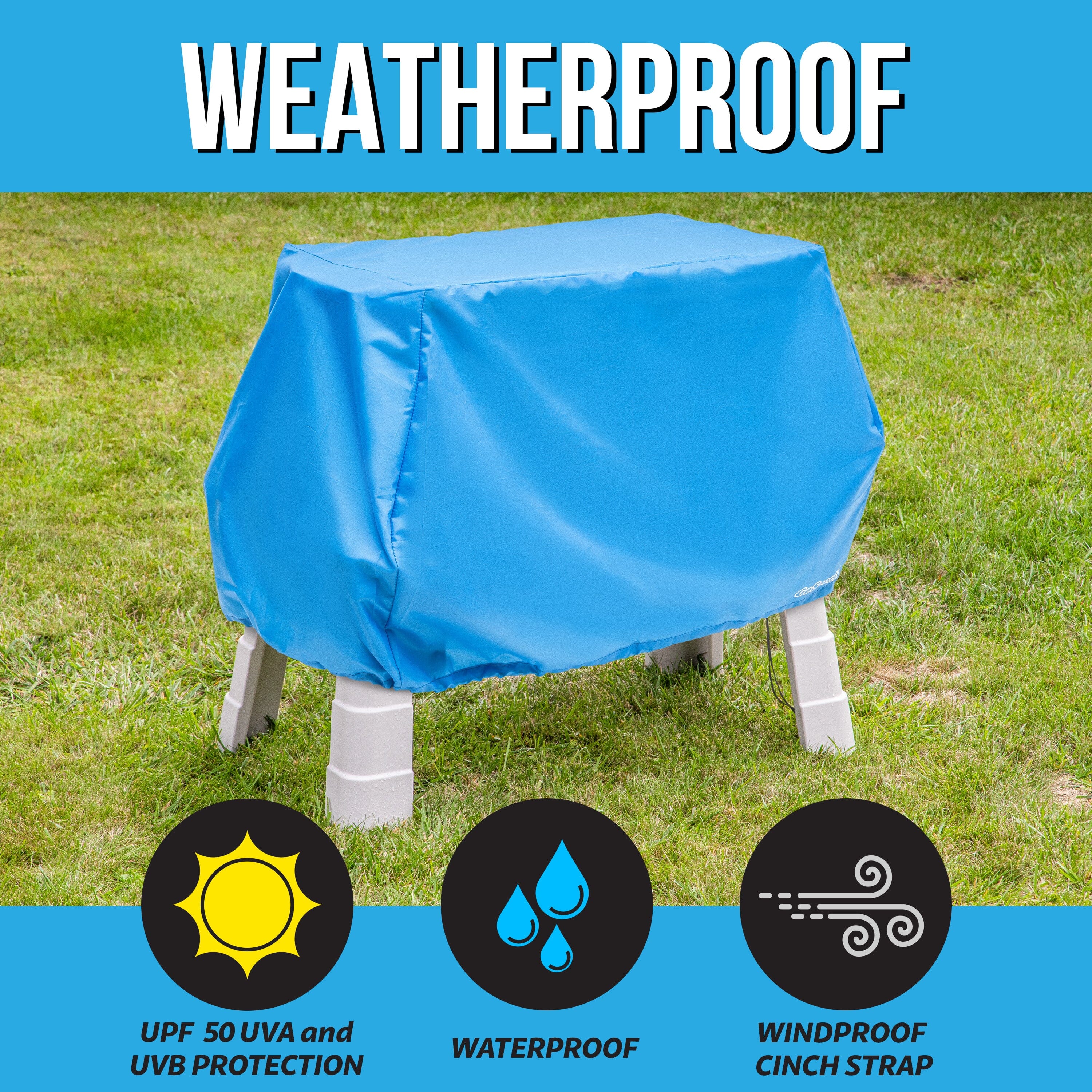 GoSports Universal Kids Water Table Cover - Anti-UV, Waterproof - Fits up to 41 x 25 x 34 Inches - Cover ONLY - Blue GoSports