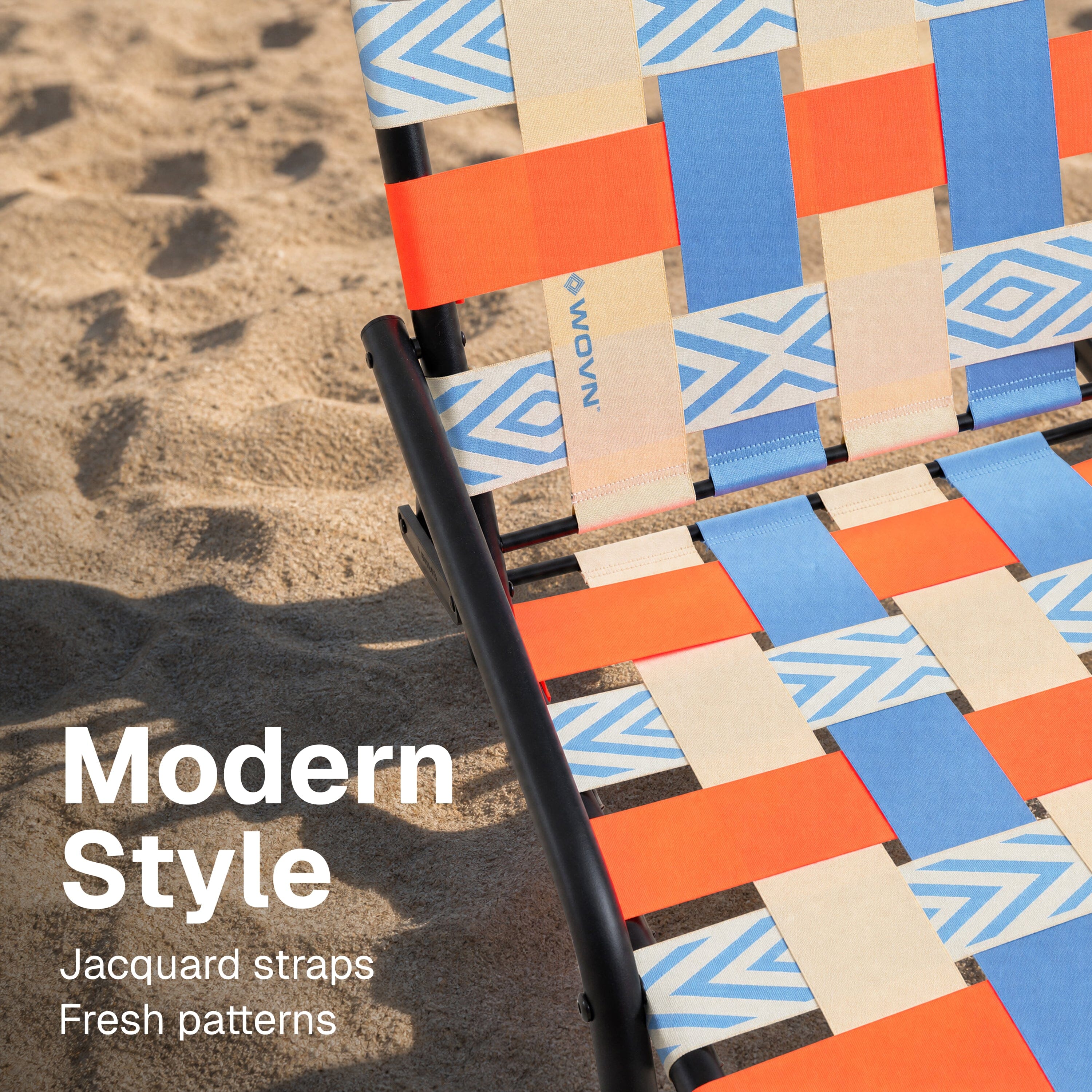 WOVN Low Beach Chairs - Premium Folding Beach Chair for Adults - Low Profile, Super Lightweight with Portable Shoulder Strap - Great for Sand and Lawn - Baja Playgosports.com