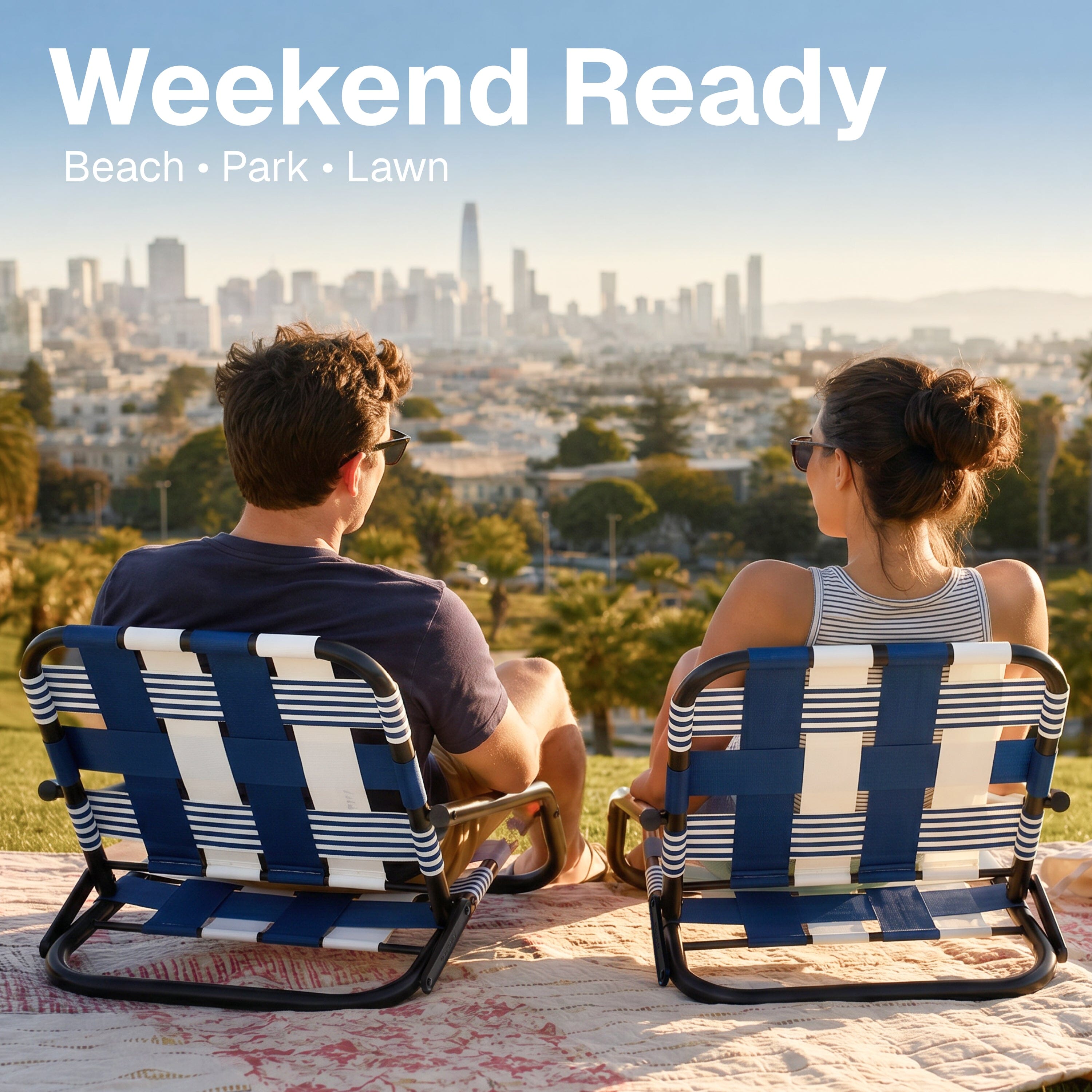 WOVN Low Beach Chairs - Premium Folding Beach Chair for Adults - Low Profile, Super Lightweight with Portable Shoulder Strap - Great for Sand and Lawn - Baja Playgosports.com